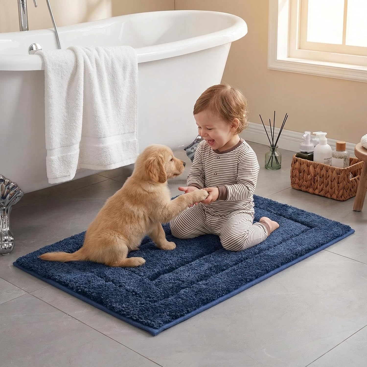 image:imageGRANNY SAYS Gray Bathroom Rugs Bath Mats for Bathroom NonSlip Super Soft and Water Absorbent Microfiber Bath Rugs Machine Wash Dry Bath Rugs for Floor Tub and Shower 16 x 24Deep Blue