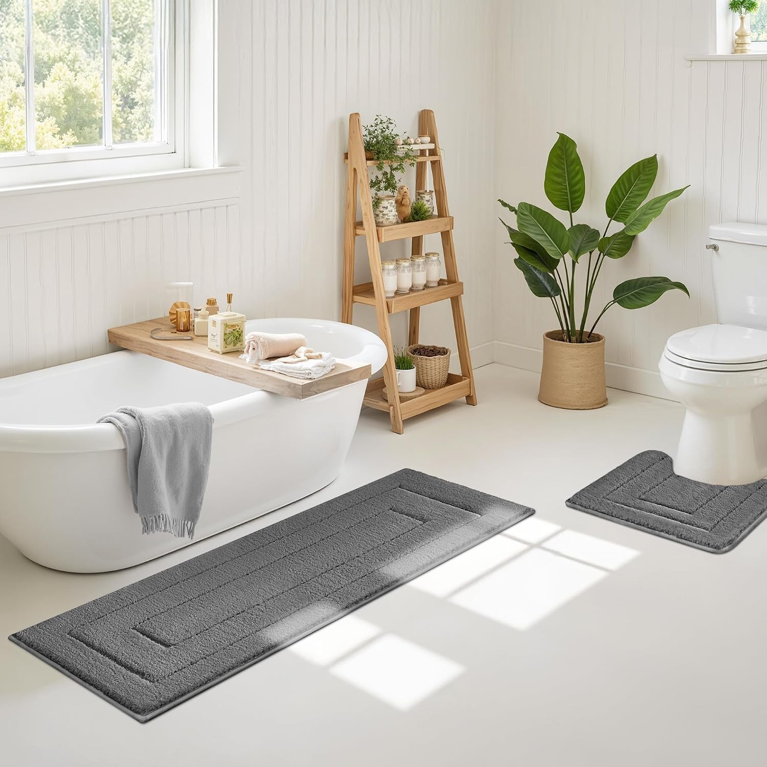 image:imageGRANNY SAYS Gray Bathroom Rugs Bath Mats for Bathroom NonSlip Super Soft and Water Absorbent Microfiber Bath Rugs Machine Wash Dry Bath Rugs for Floor Tub and Shower 16 x 24Deep Gray