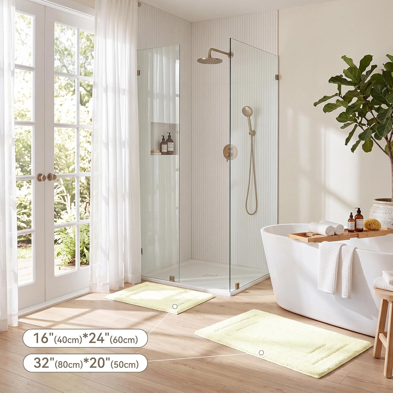 image:imageGRANNY SAYS Gray Bathroom Rugs Bath Mats for Bathroom NonSlip Super Soft and Water Absorbent Microfiber Bath Rugs Machine Wash Dry Bath Rugs for Floor Tub and Shower 16 x 24Cream White
