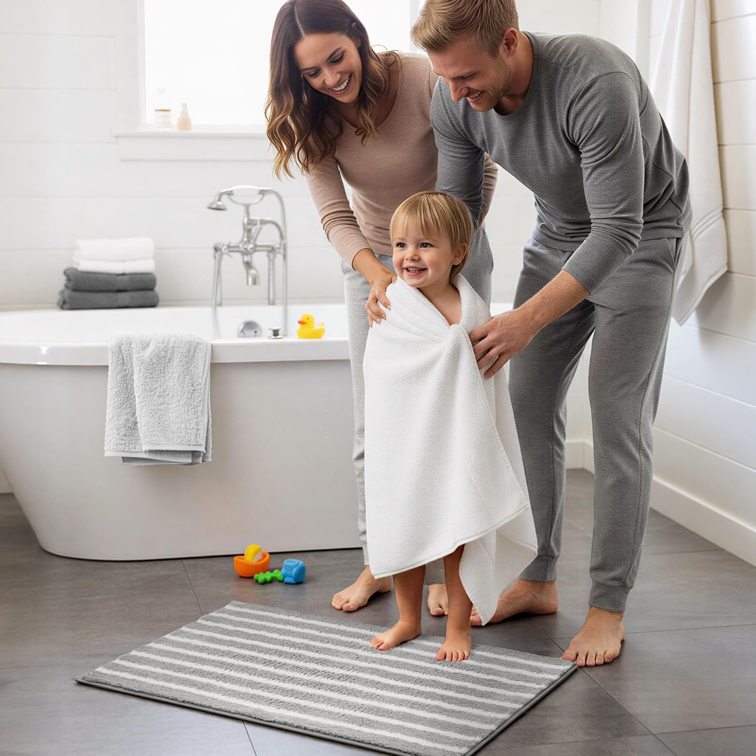 image:imageGRANNY SAYS Gray Bathroom Rugs Bath Mats for Bathroom NonSlip Super Soft and Water Absorbent Microfiber Bath Rugs Machine Wash Dry Bath Rugs for Floor Tub and Shower 16 x 24Bgrey