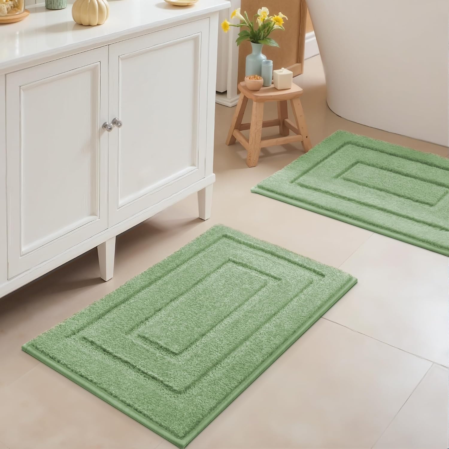 image:imageGRANNY SAYS Gray Bathroom Rugs Bath Mats for Bathroom NonSlip Super Soft and Water Absorbent Microfiber Bath Rugs Machine Wash Dry Bath Rugs for Floor Tub and Shower 16 x 24Green