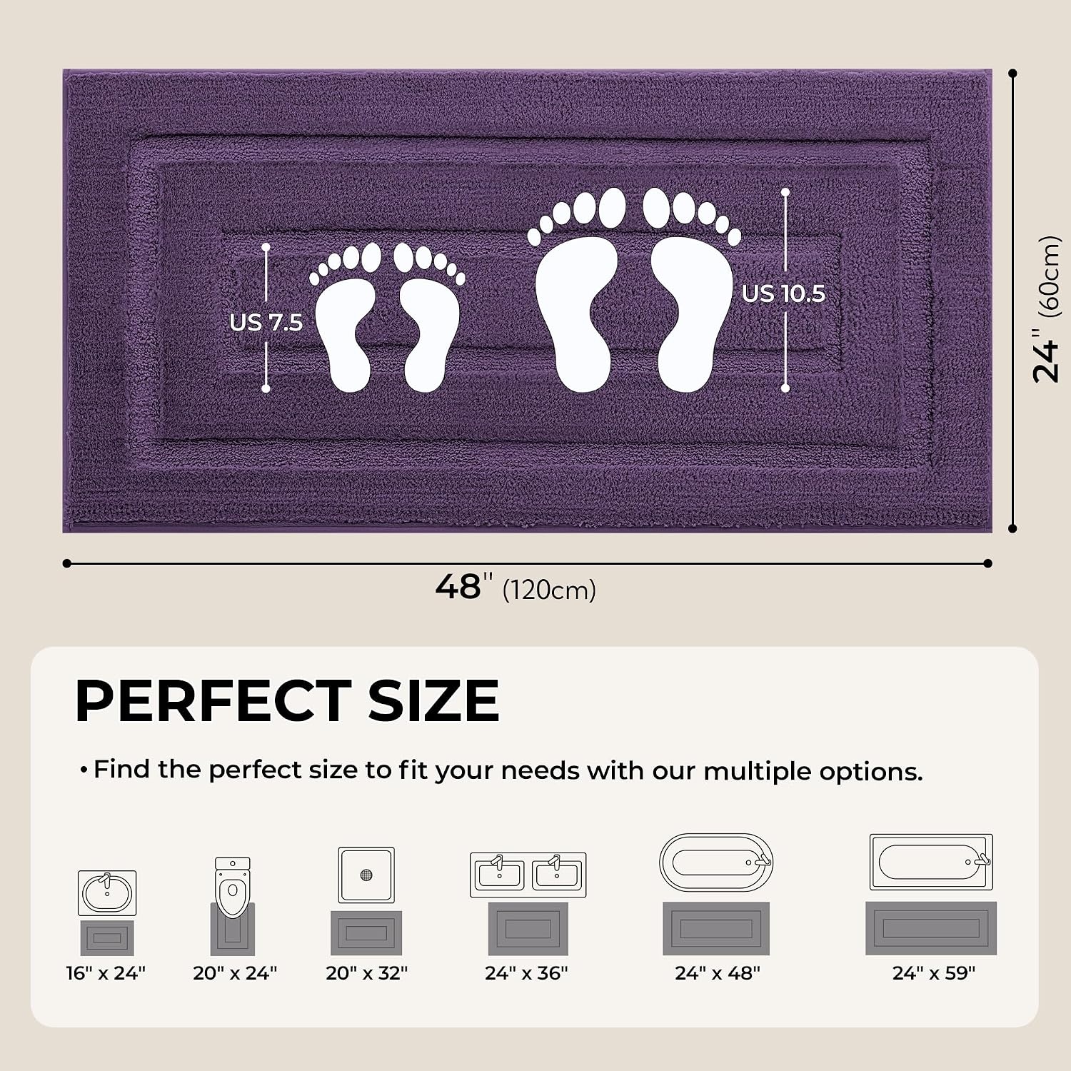 image:imageGRANNY SAYS Gray Bathroom Rugs Bath Mats for Bathroom NonSlip Super Soft and Water Absorbent Microfiber Bath Rugs Machine Wash Dry Bath Rugs for Floor Tub and Shower 16 x 24Purple