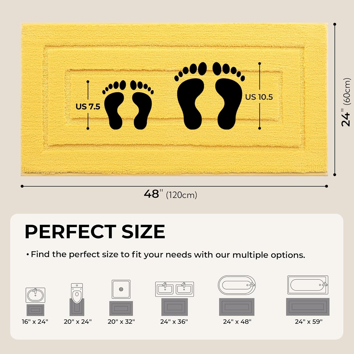 image:imageGRANNY SAYS Gray Bathroom Rugs Bath Mats for Bathroom NonSlip Super Soft and Water Absorbent Microfiber Bath Rugs Machine Wash Dry Bath Rugs for Floor Tub and Shower 16 x 24Yellow