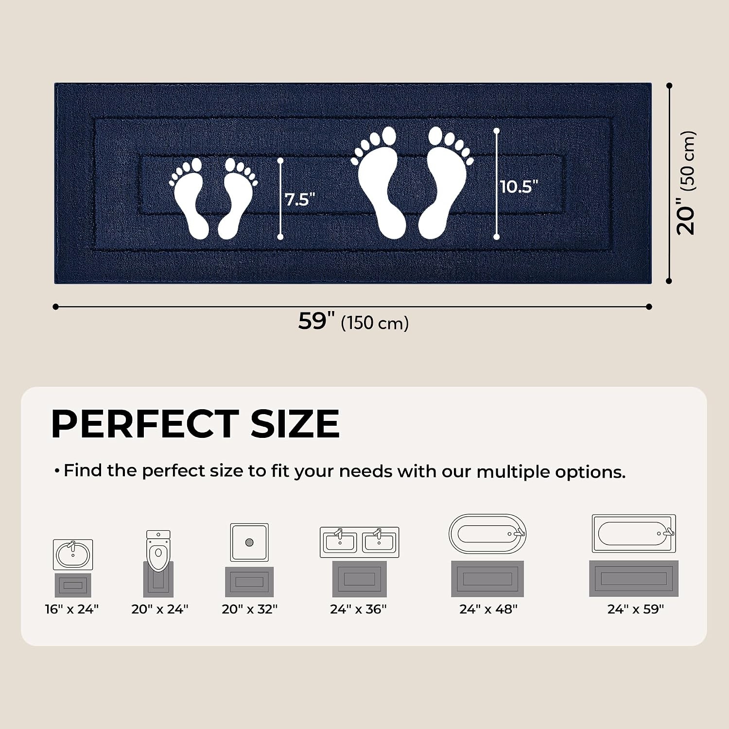 image:imageGRANNY SAYS Gray Bathroom Rugs Bath Mats for Bathroom NonSlip Super Soft and Water Absorbent Microfiber Bath Rugs Machine Wash Dry Bath Rugs for Floor Tub and Shower 16 x 24Deep Blue
