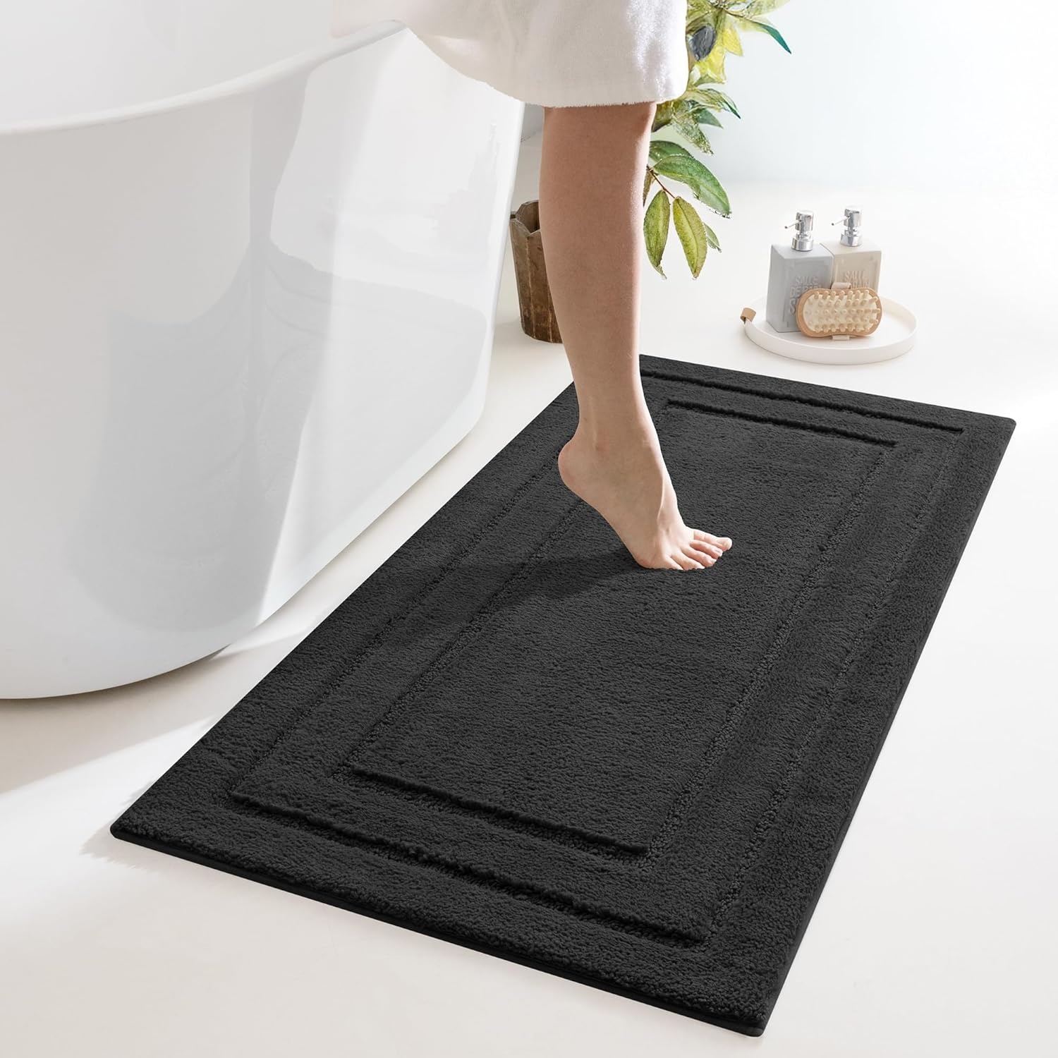 image:imageGRANNY SAYS Gray Bathroom Rugs Bath Mats for Bathroom NonSlip Super Soft and Water Absorbent Microfiber Bath Rugs Machine Wash Dry Bath Rugs for Floor Tub and Shower 16 x 24Charcoal Gray