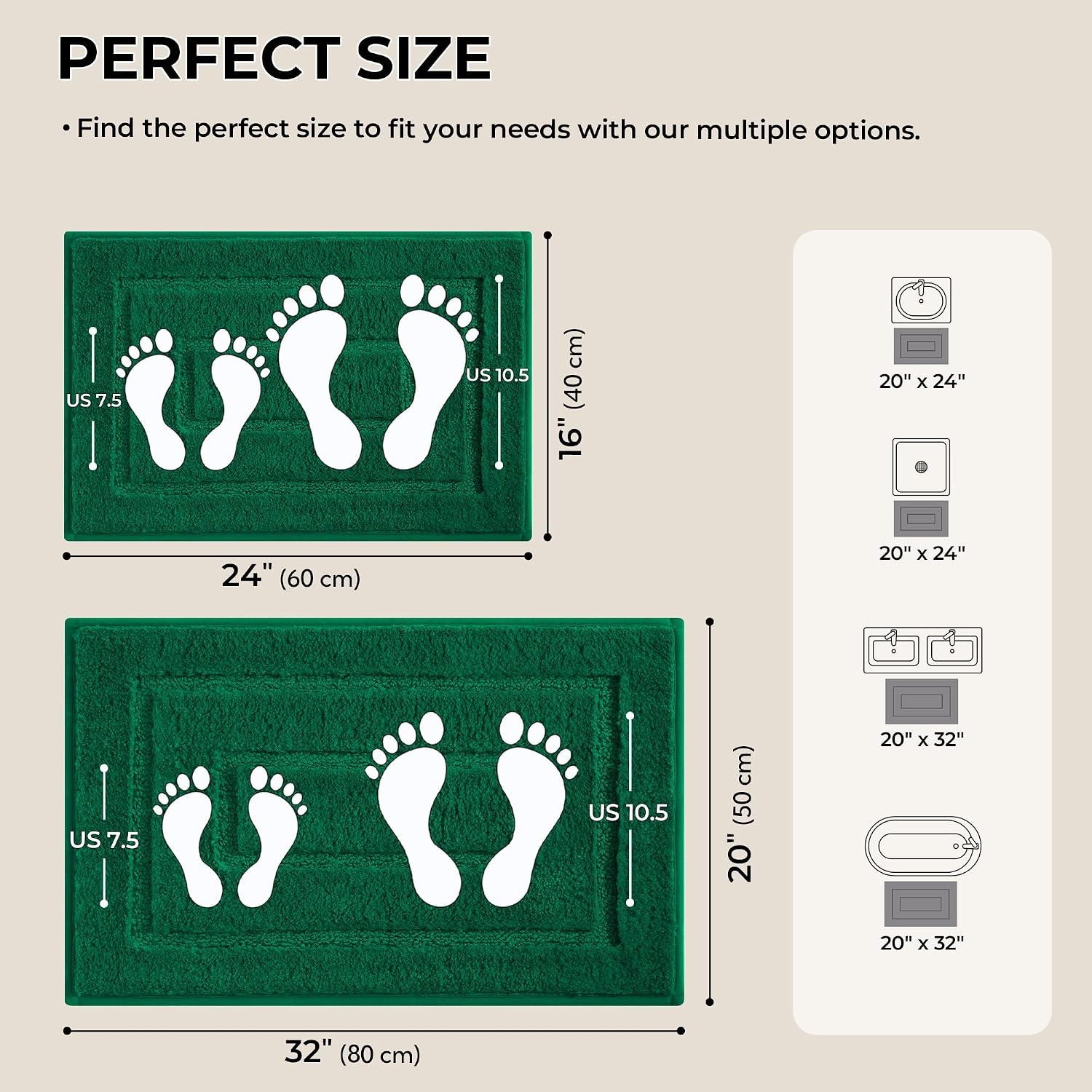 image:imageGRANNY SAYS Gray Bathroom Rugs Bath Mats for Bathroom NonSlip Super Soft and Water Absorbent Microfiber Bath Rugs Machine Wash Dry Bath Rugs for Floor Tub and Shower 16 x 24Dark Green