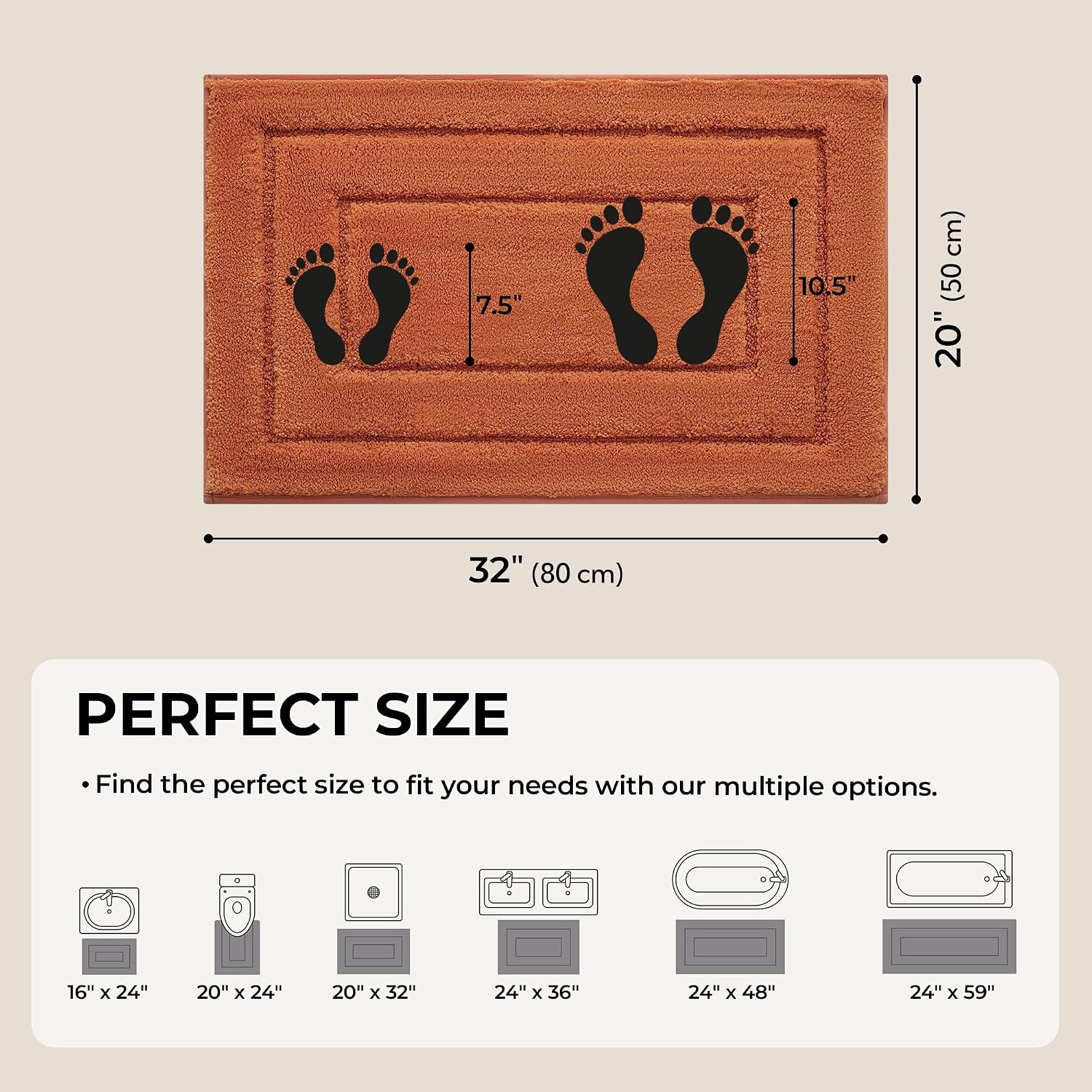 image:imageGRANNY SAYS Gray Bathroom Rugs Bath Mats for Bathroom NonSlip Super Soft and Water Absorbent Microfiber Bath Rugs Machine Wash Dry Bath Rugs for Floor Tub and Shower 16 x 24Terracotta
