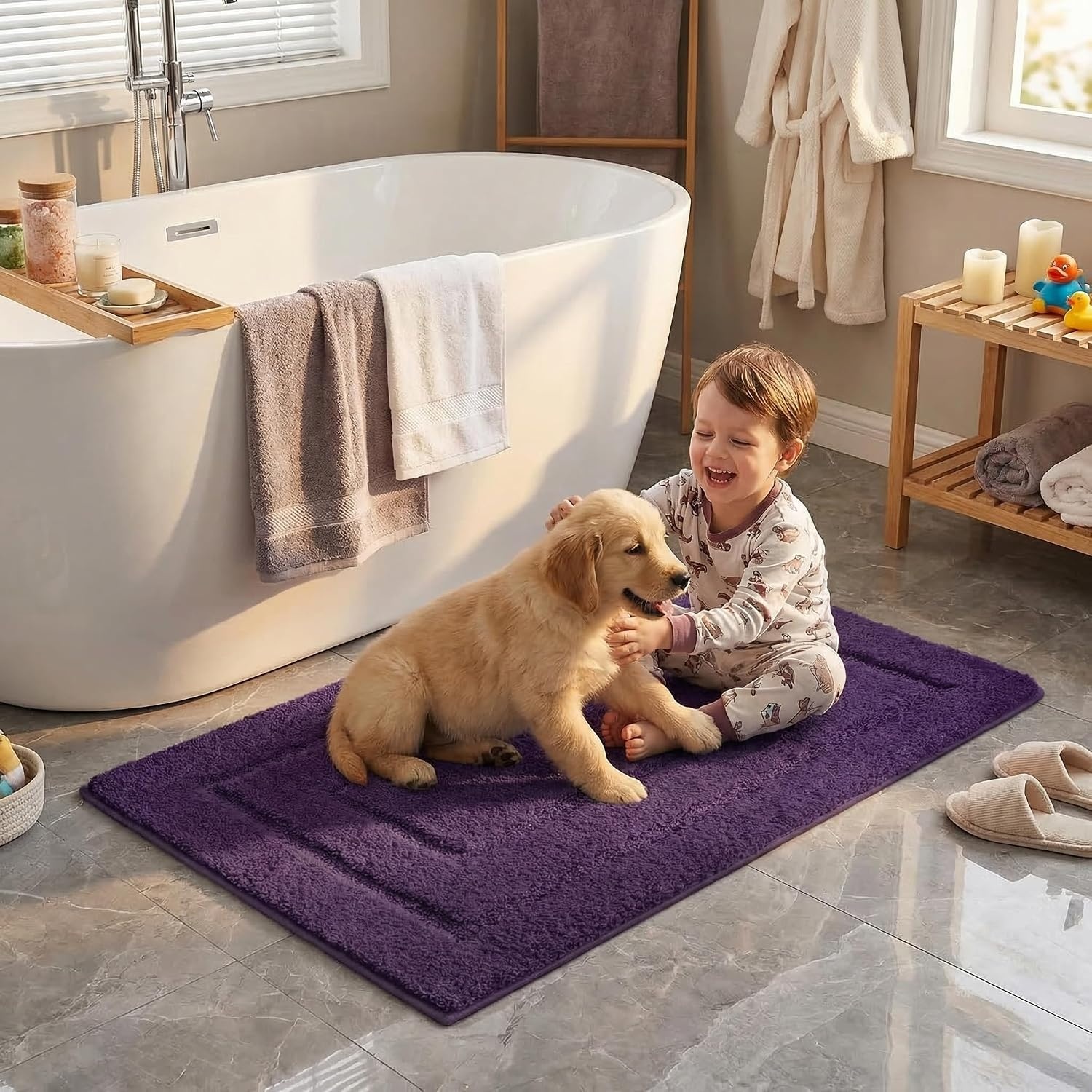 image:imageGRANNY SAYS Gray Bathroom Rugs Bath Mats for Bathroom NonSlip Super Soft and Water Absorbent Microfiber Bath Rugs Machine Wash Dry Bath Rugs for Floor Tub and Shower 16 x 24Purple