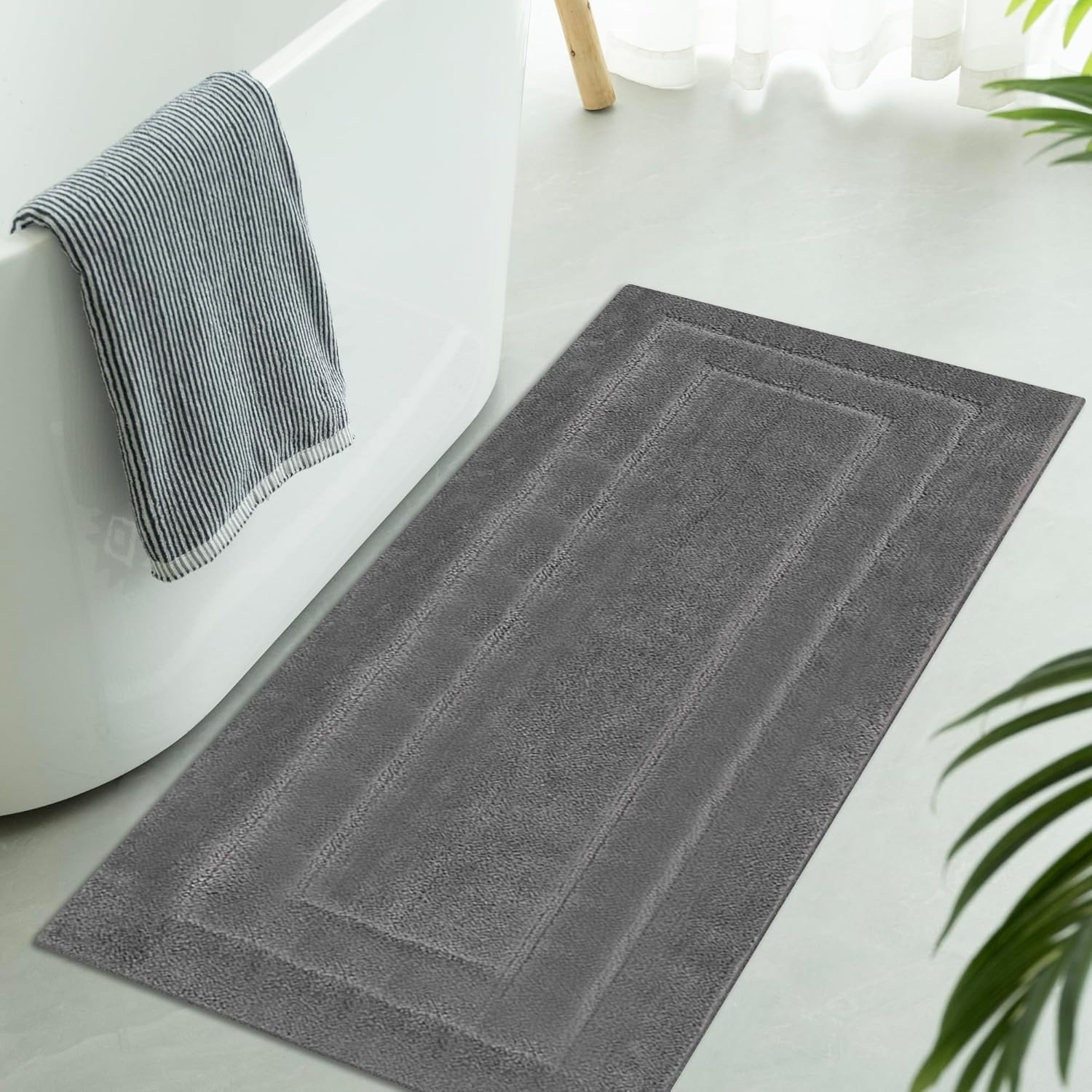 image:imageGRANNY SAYS Gray Bathroom Rugs Bath Mats for Bathroom NonSlip Super Soft and Water Absorbent Microfiber Bath Rugs Machine Wash Dry Bath Rugs for Floor Tub and Shower 16 x 24Deep Gray