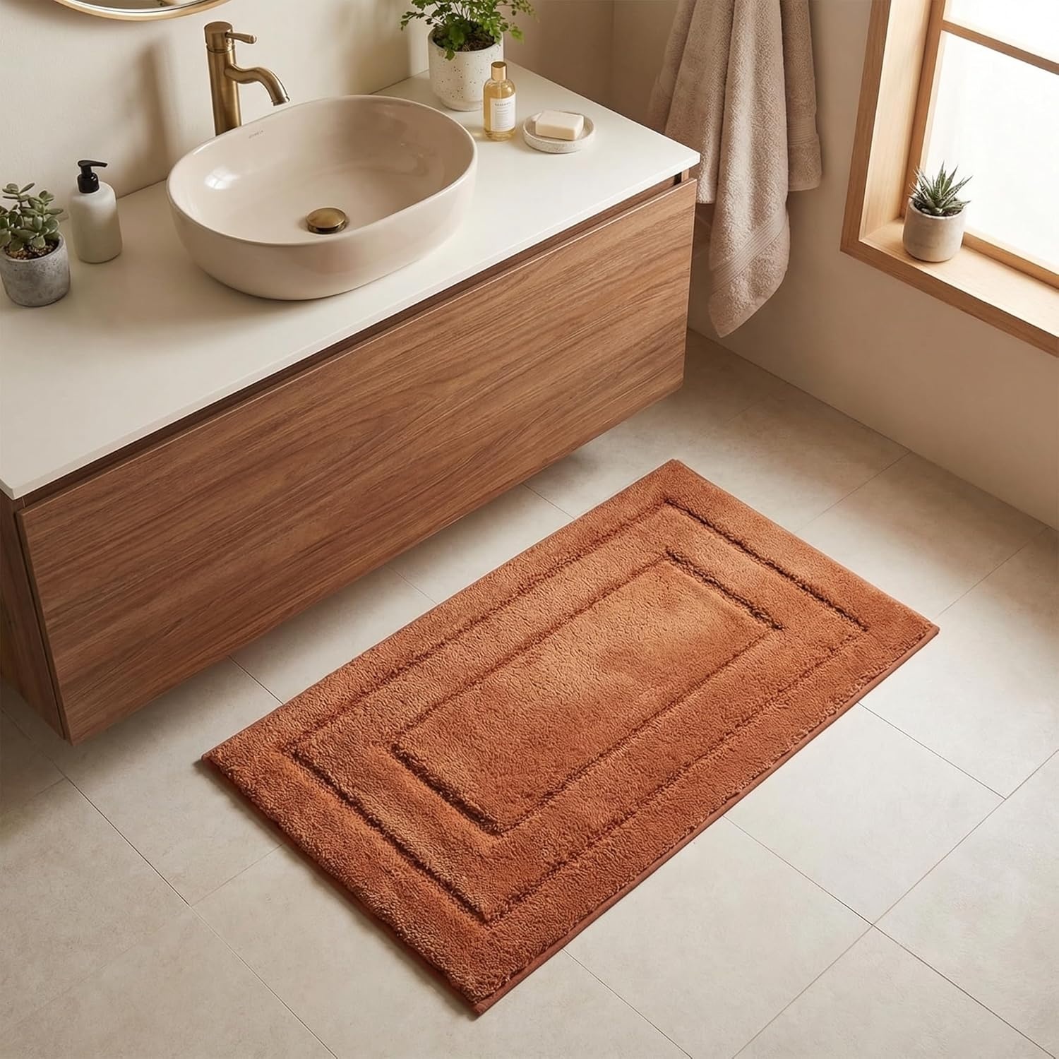 image:imageGRANNY SAYS Gray Bathroom Rugs Bath Mats for Bathroom NonSlip Super Soft and Water Absorbent Microfiber Bath Rugs Machine Wash Dry Bath Rugs for Floor Tub and Shower 16 x 24Terracotta