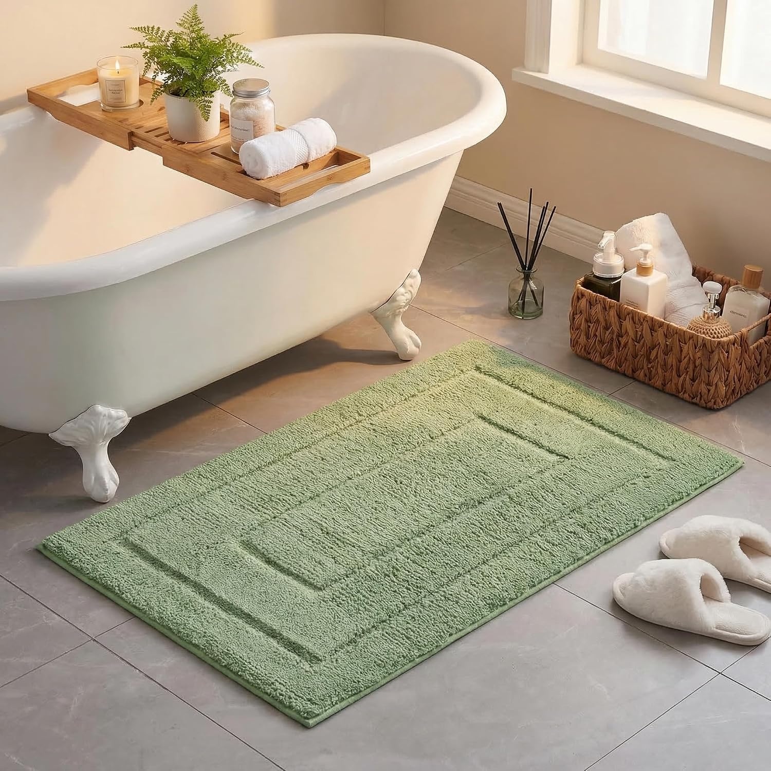 image:imageGRANNY SAYS Gray Bathroom Rugs Bath Mats for Bathroom NonSlip Super Soft and Water Absorbent Microfiber Bath Rugs Machine Wash Dry Bath Rugs for Floor Tub and Shower 16 x 24Green