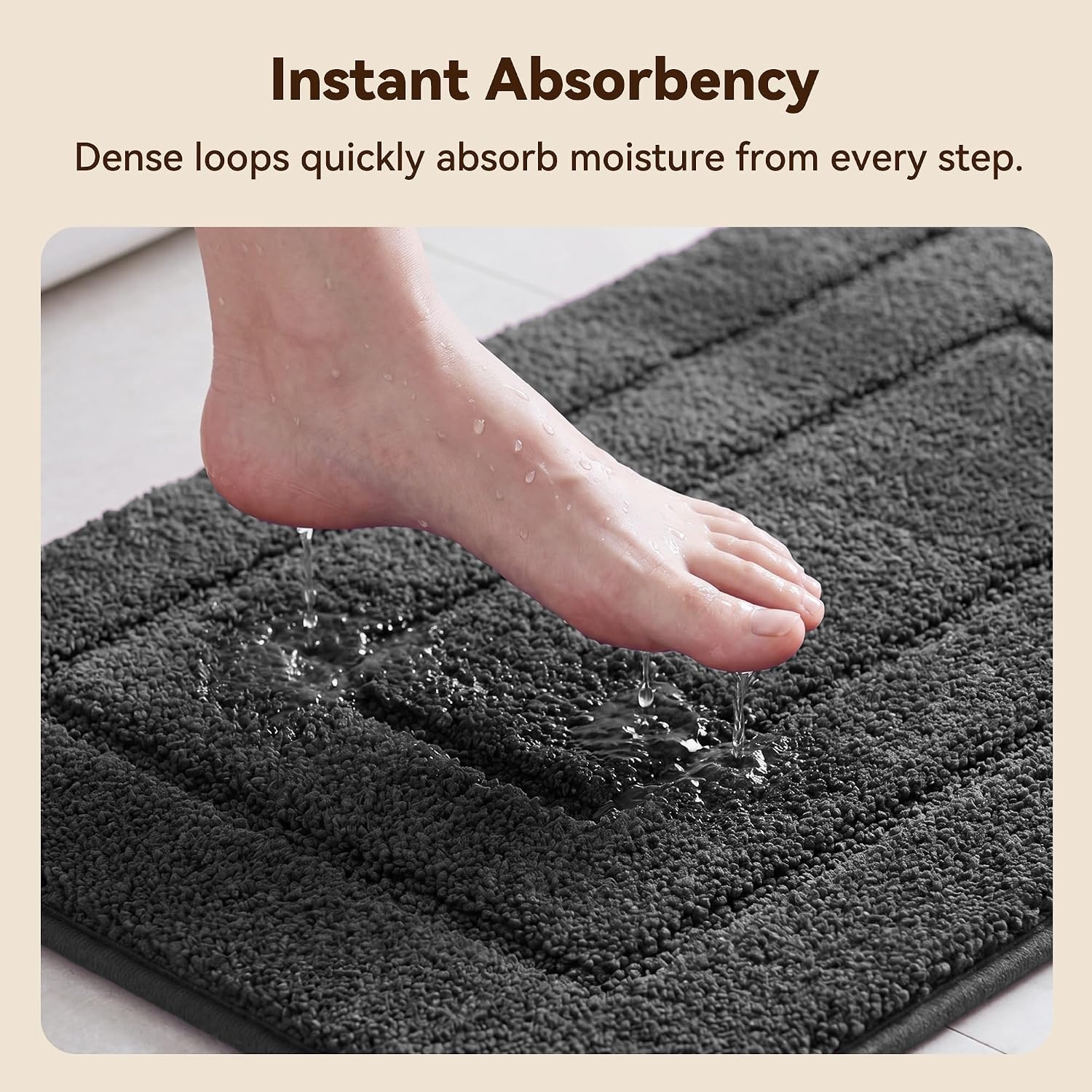 image:imageGRANNY SAYS Gray Bathroom Rugs Bath Mats for Bathroom NonSlip Super Soft and Water Absorbent Microfiber Bath Rugs Machine Wash Dry Bath Rugs for Floor Tub and Shower 16 x 24Charcoal Gray