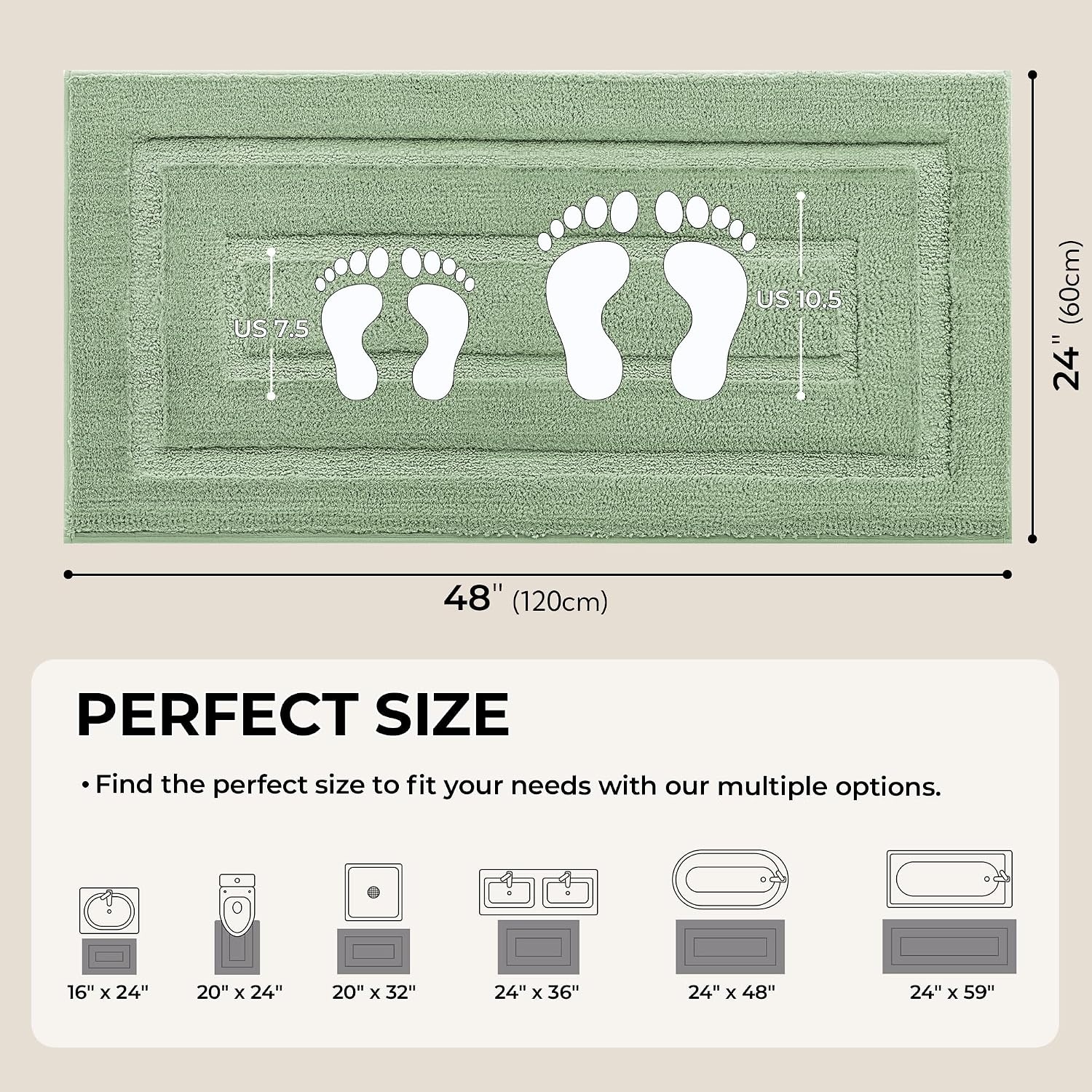 image:imageGRANNY SAYS Gray Bathroom Rugs Bath Mats for Bathroom NonSlip Super Soft and Water Absorbent Microfiber Bath Rugs Machine Wash Dry Bath Rugs for Floor Tub and Shower 16 x 24Green