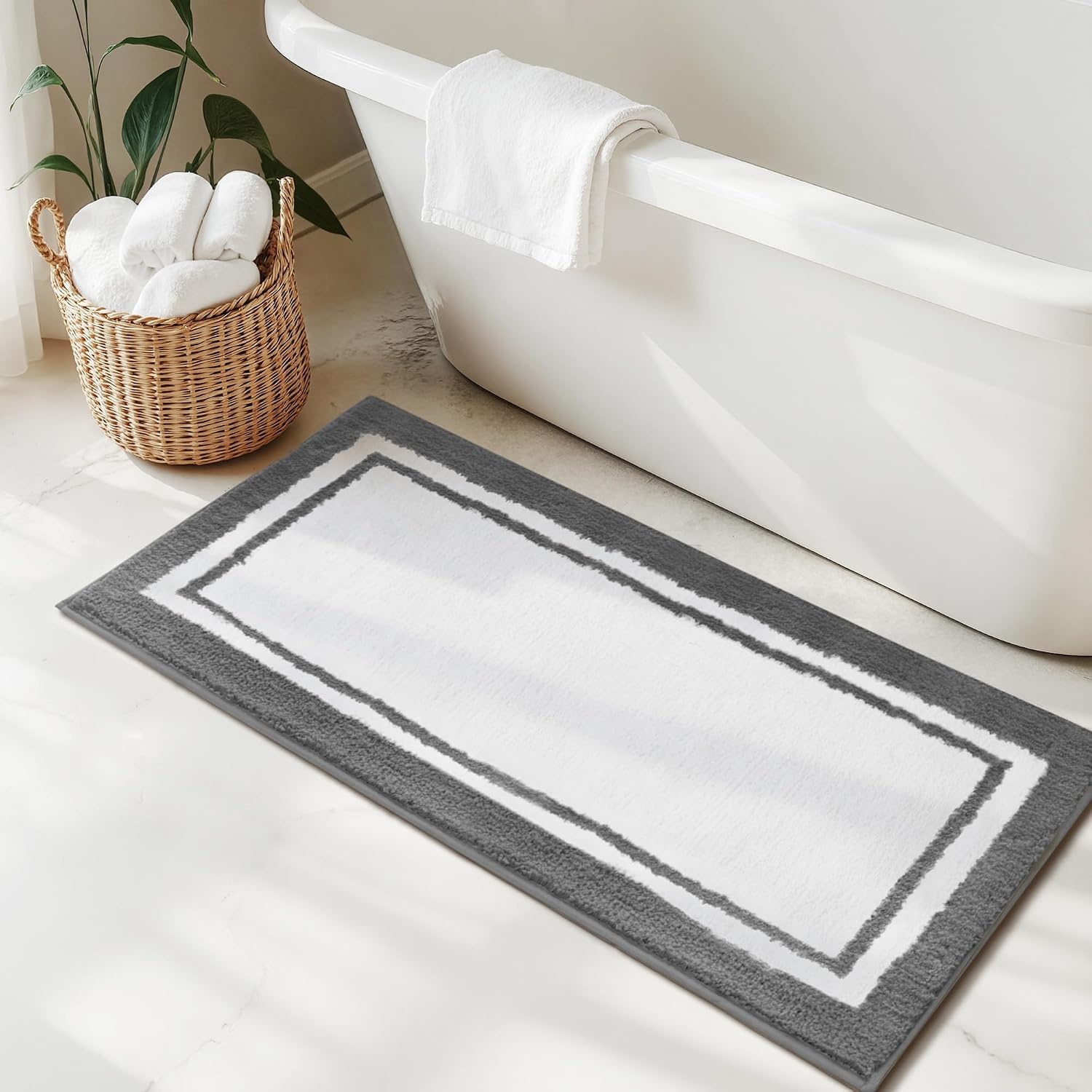 image:imageGRANNY SAYS Gray Bathroom Rugs Bath Mats for Bathroom NonSlip Super Soft and Water Absorbent Microfiber Bath Rugs Machine Wash Dry Bath Rugs for Floor Tub and Shower 16 x 24Ddeep Grey