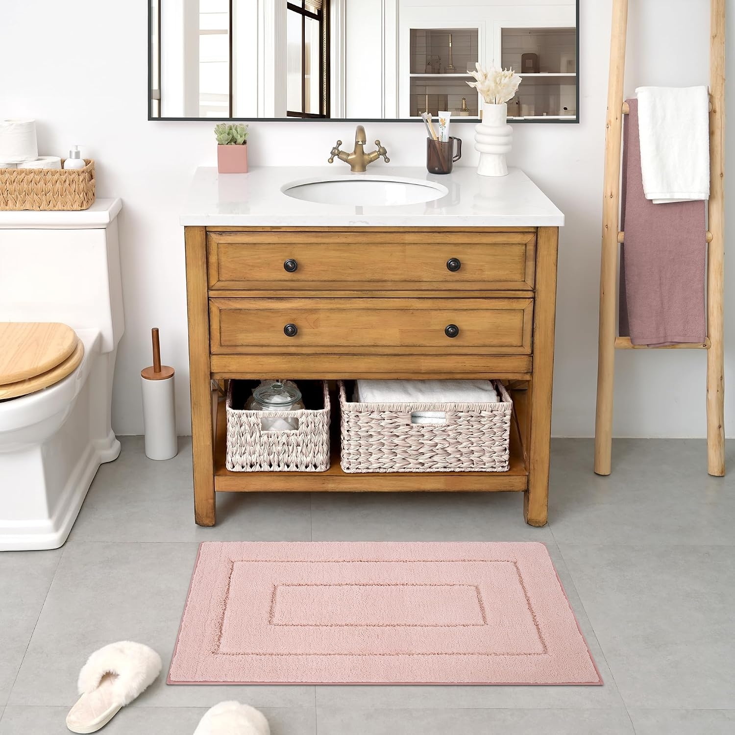 image:imageGRANNY SAYS Gray Bathroom Rugs Bath Mats for Bathroom NonSlip Super Soft and Water Absorbent Microfiber Bath Rugs Machine Wash Dry Bath Rugs for Floor Tub and Shower 16 x 24Pink
