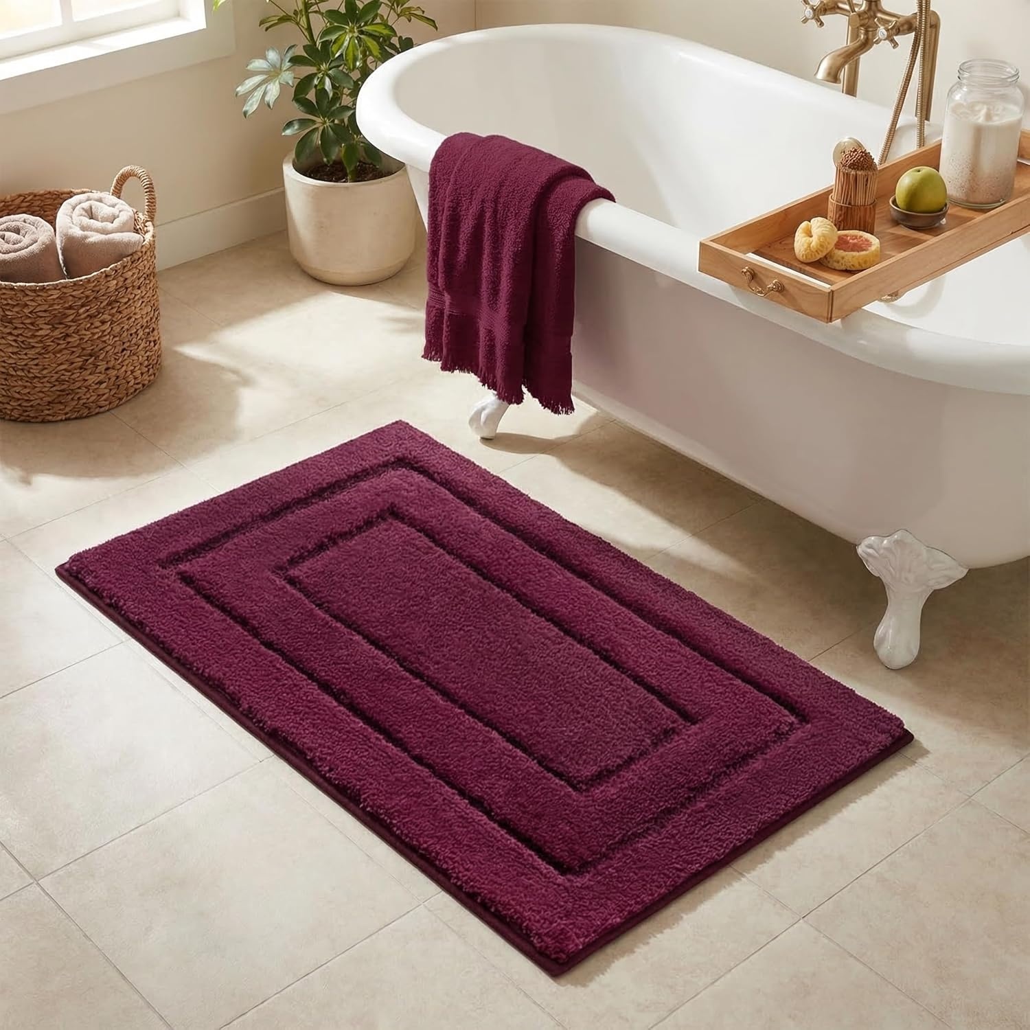 image:imageGRANNY SAYS Gray Bathroom Rugs Bath Mats for Bathroom NonSlip Super Soft and Water Absorbent Microfiber Bath Rugs Machine Wash Dry Bath Rugs for Floor Tub and Shower 16 x 24Strawberry Red