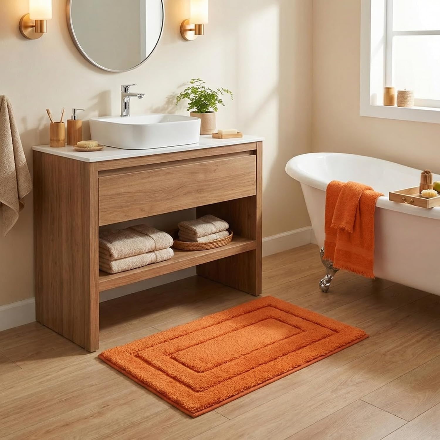image:imageGRANNY SAYS Gray Bathroom Rugs Bath Mats for Bathroom NonSlip Super Soft and Water Absorbent Microfiber Bath Rugs Machine Wash Dry Bath Rugs for Floor Tub and Shower 16 x 24Orange