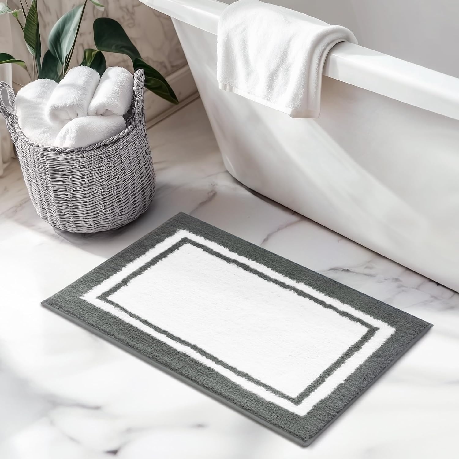 image:imageGRANNY SAYS Gray Bathroom Rugs Bath Mats for Bathroom NonSlip Super Soft and Water Absorbent Microfiber Bath Rugs Machine Wash Dry Bath Rugs for Floor Tub and Shower 16 x 24Ddeep Grey