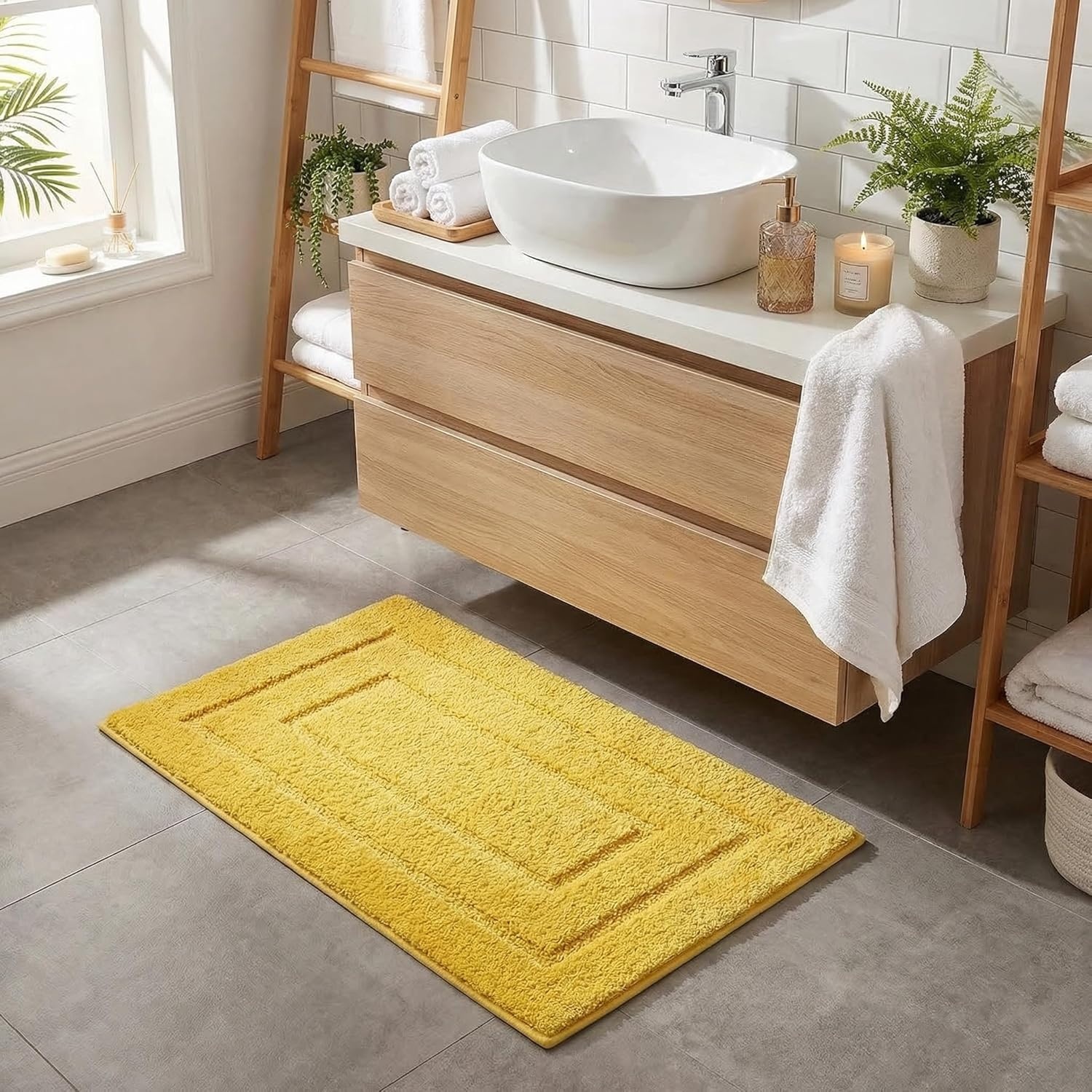 image:imageGRANNY SAYS Gray Bathroom Rugs Bath Mats for Bathroom NonSlip Super Soft and Water Absorbent Microfiber Bath Rugs Machine Wash Dry Bath Rugs for Floor Tub and Shower 16 x 24Yellow