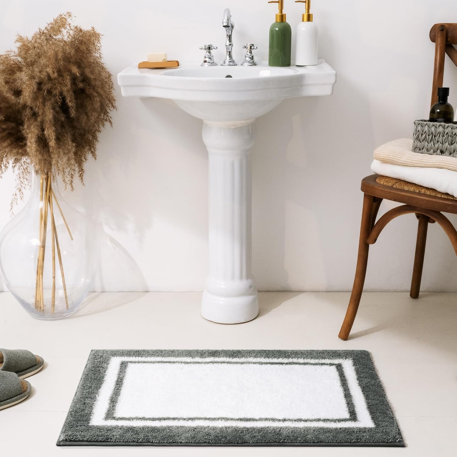 image:imageGRANNY SAYS Gray Bathroom Rugs Bath Mats for Bathroom NonSlip Super Soft and Water Absorbent Microfiber Bath Rugs Machine Wash Dry Bath Rugs for Floor Tub and Shower 16 x 24Ddeep Grey