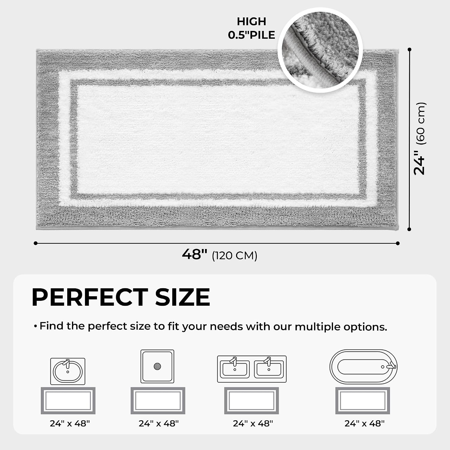 image:imageGRANNY SAYS Gray Bathroom Rugs Bath Mats for Bathroom NonSlip Super Soft and Water Absorbent Microfiber Bath Rugs Machine Wash Dry Bath Rugs for Floor Tub and Shower 16 x 24Dgrey