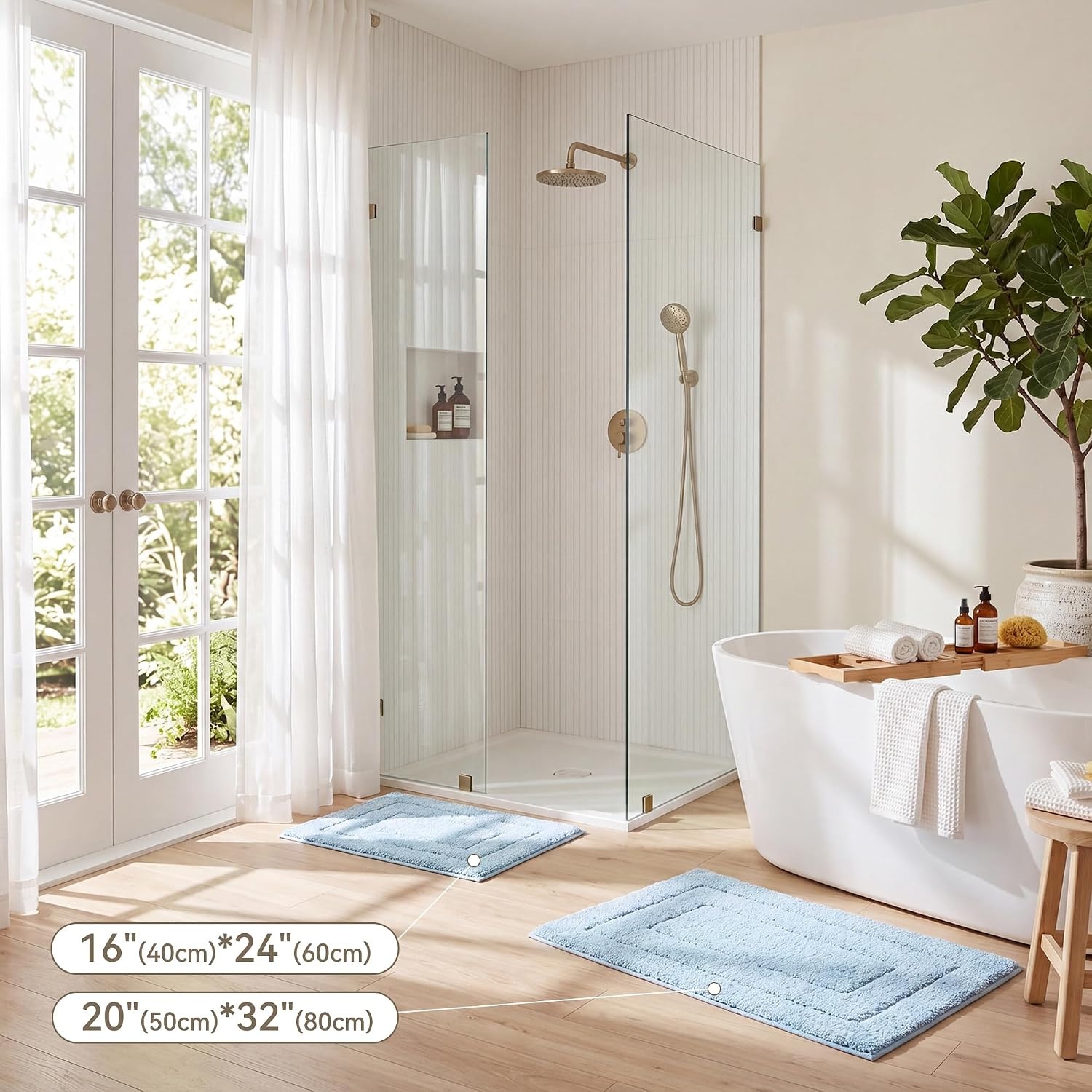 image:imageGRANNY SAYS Gray Bathroom Rugs Bath Mats for Bathroom NonSlip Super Soft and Water Absorbent Microfiber Bath Rugs Machine Wash Dry Bath Rugs for Floor Tub and Shower 16 x 24Baby Blue