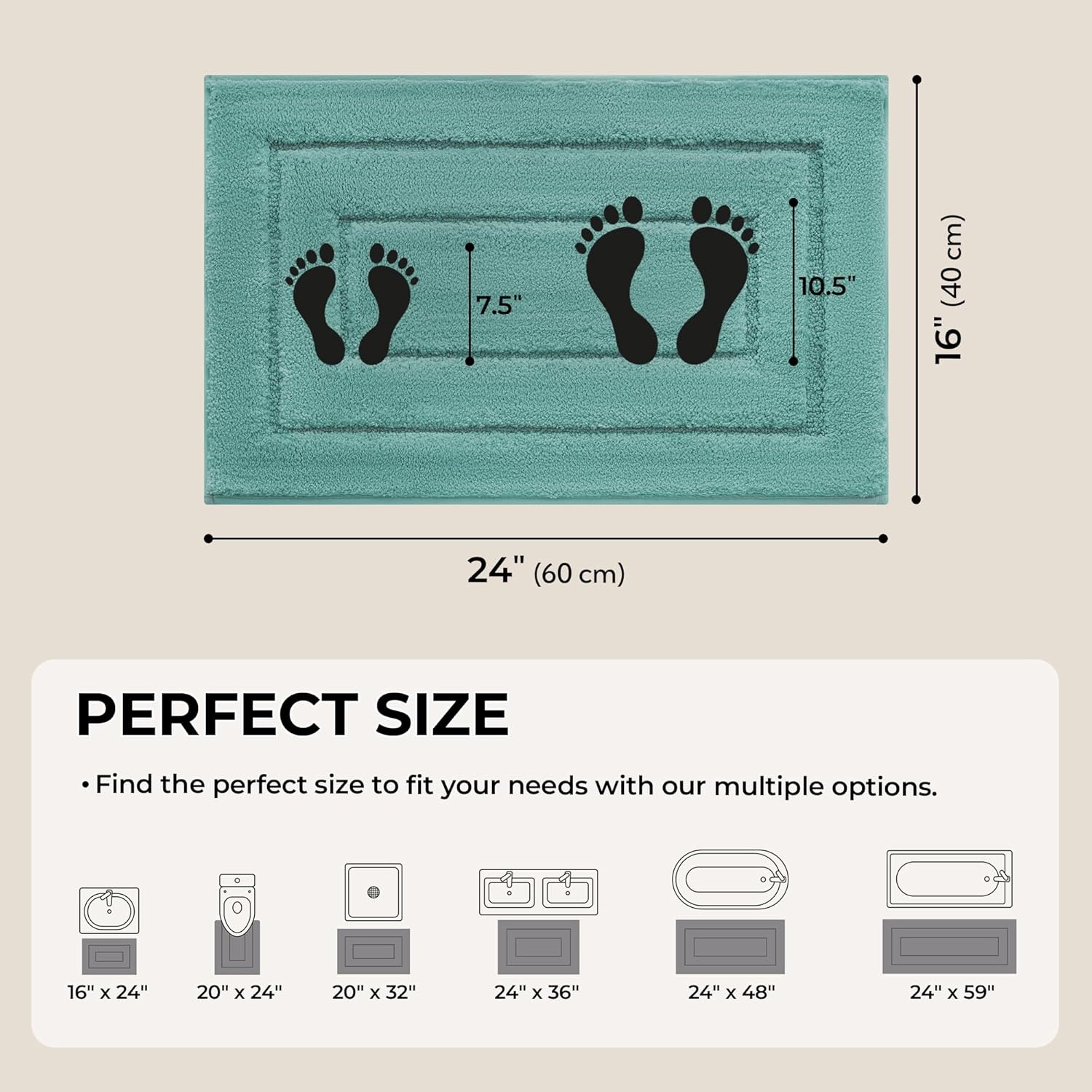 image:imageGRANNY SAYS Gray Bathroom Rugs Bath Mats for Bathroom NonSlip Super Soft and Water Absorbent Microfiber Bath Rugs Machine Wash Dry Bath Rugs for Floor Tub and Shower 16 x 24Sage Green