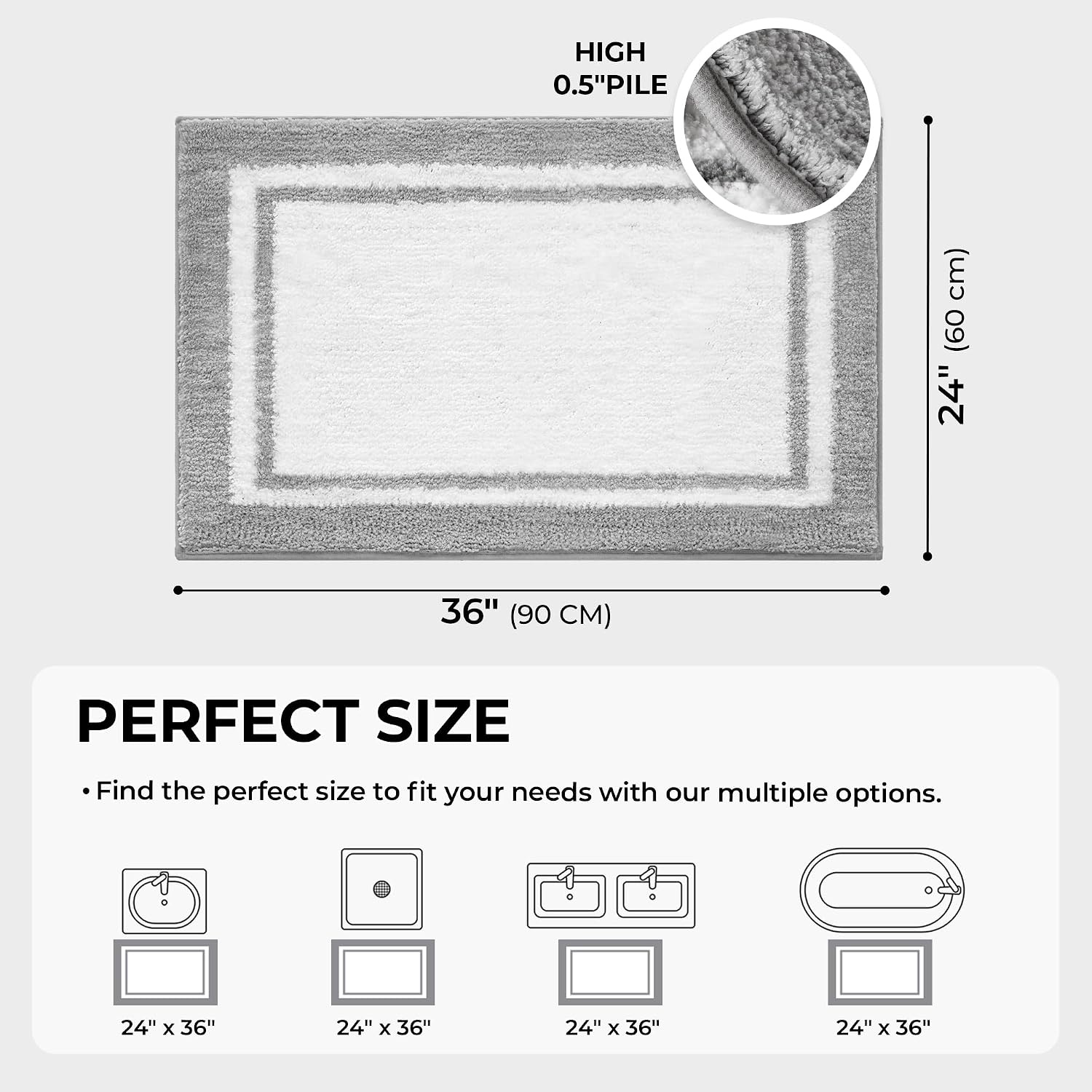 image:imageGRANNY SAYS Gray Bathroom Rugs Bath Mats for Bathroom NonSlip Super Soft and Water Absorbent Microfiber Bath Rugs Machine Wash Dry Bath Rugs for Floor Tub and Shower 16 x 24Dgrey