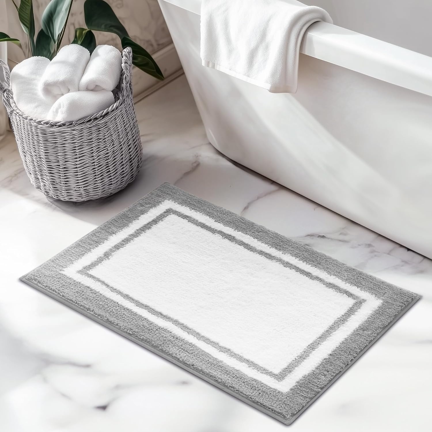 image:imageGRANNY SAYS Gray Bathroom Rugs Bath Mats for Bathroom NonSlip Super Soft and Water Absorbent Microfiber Bath Rugs Machine Wash Dry Bath Rugs for Floor Tub and Shower 16 x 24Dgrey