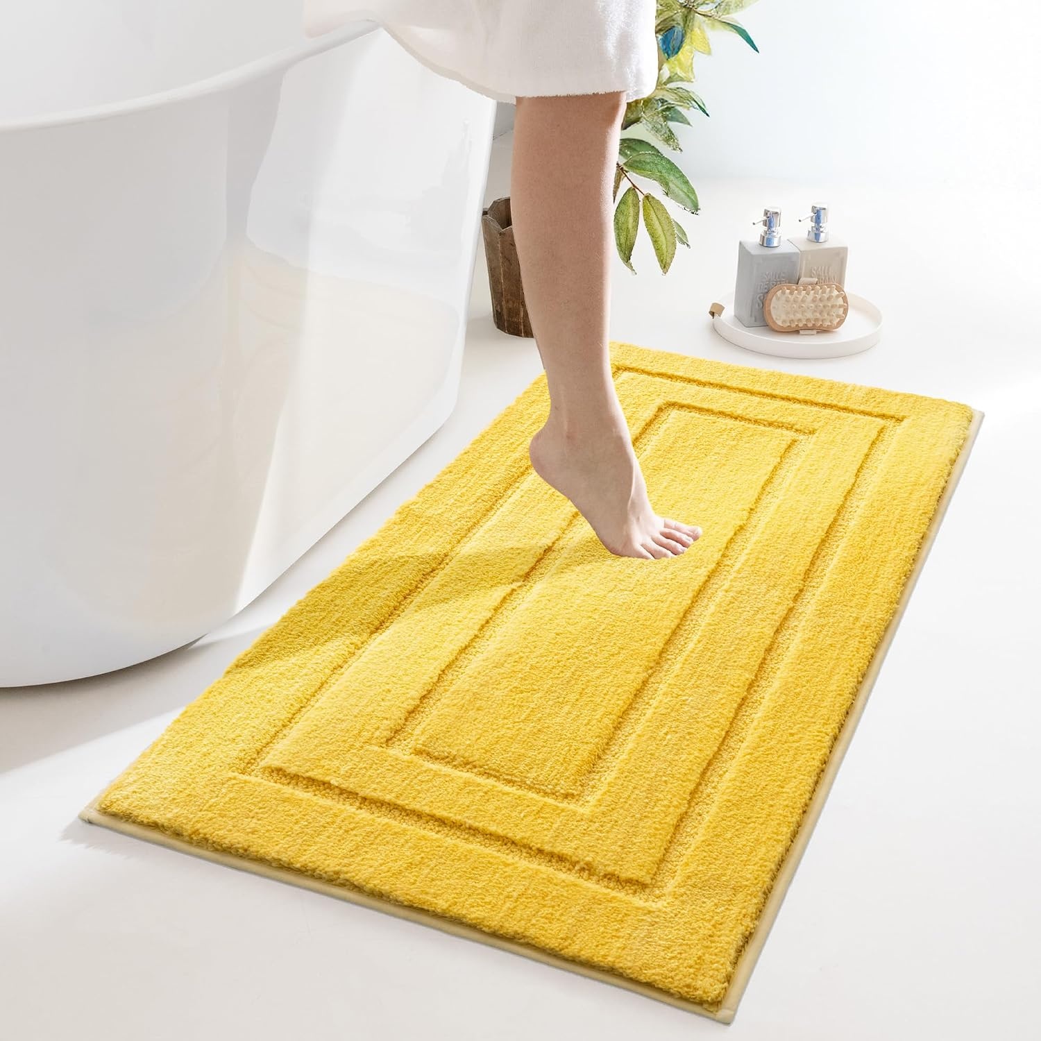 image:imageGRANNY SAYS Gray Bathroom Rugs Bath Mats for Bathroom NonSlip Super Soft and Water Absorbent Microfiber Bath Rugs Machine Wash Dry Bath Rugs for Floor Tub and Shower 16 x 24Yellow