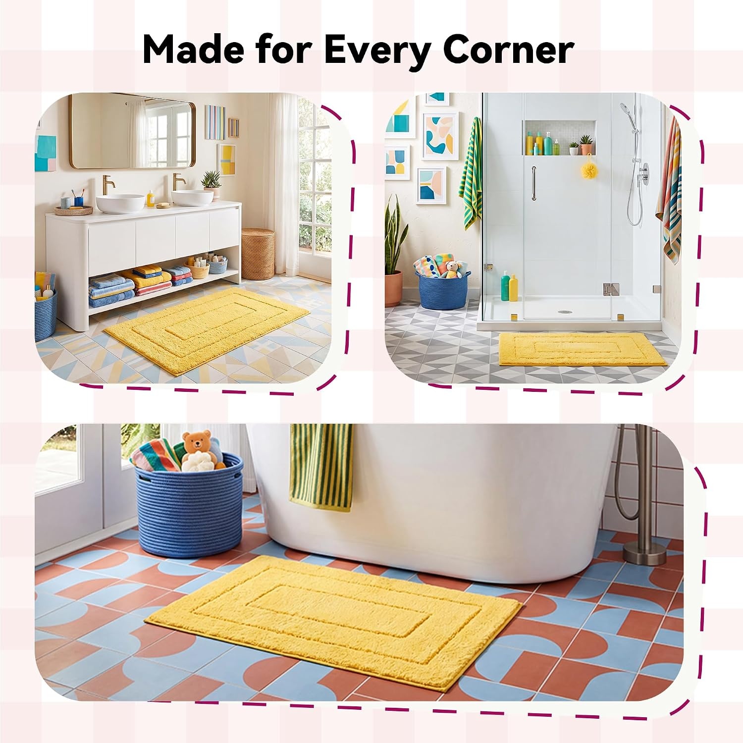 image:imageGRANNY SAYS Gray Bathroom Rugs Bath Mats for Bathroom NonSlip Super Soft and Water Absorbent Microfiber Bath Rugs Machine Wash Dry Bath Rugs for Floor Tub and Shower 16 x 24Yellow