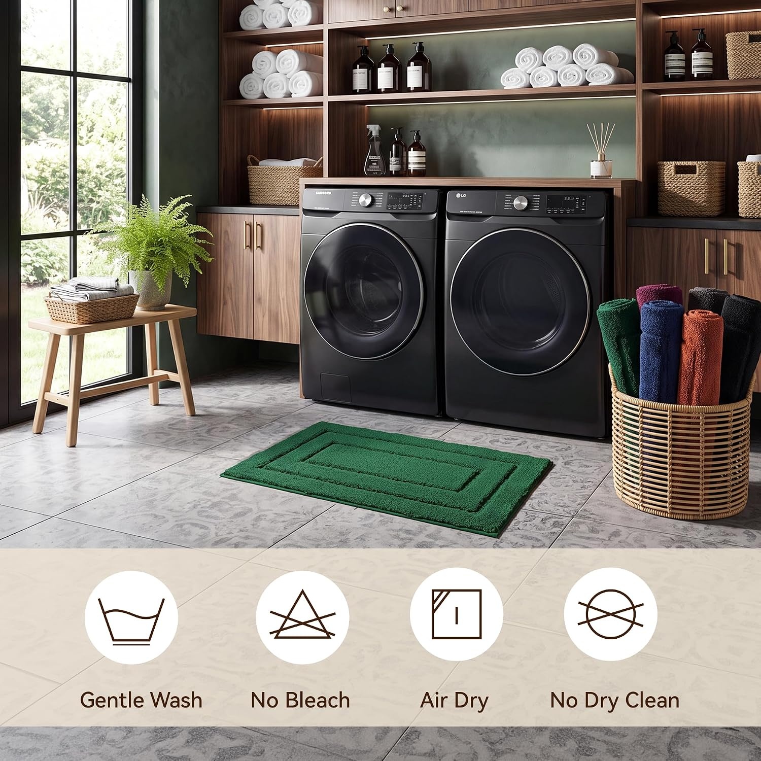 image:imageGRANNY SAYS Gray Bathroom Rugs Bath Mats for Bathroom NonSlip Super Soft and Water Absorbent Microfiber Bath Rugs Machine Wash Dry Bath Rugs for Floor Tub and Shower 16 x 24Christmas Green