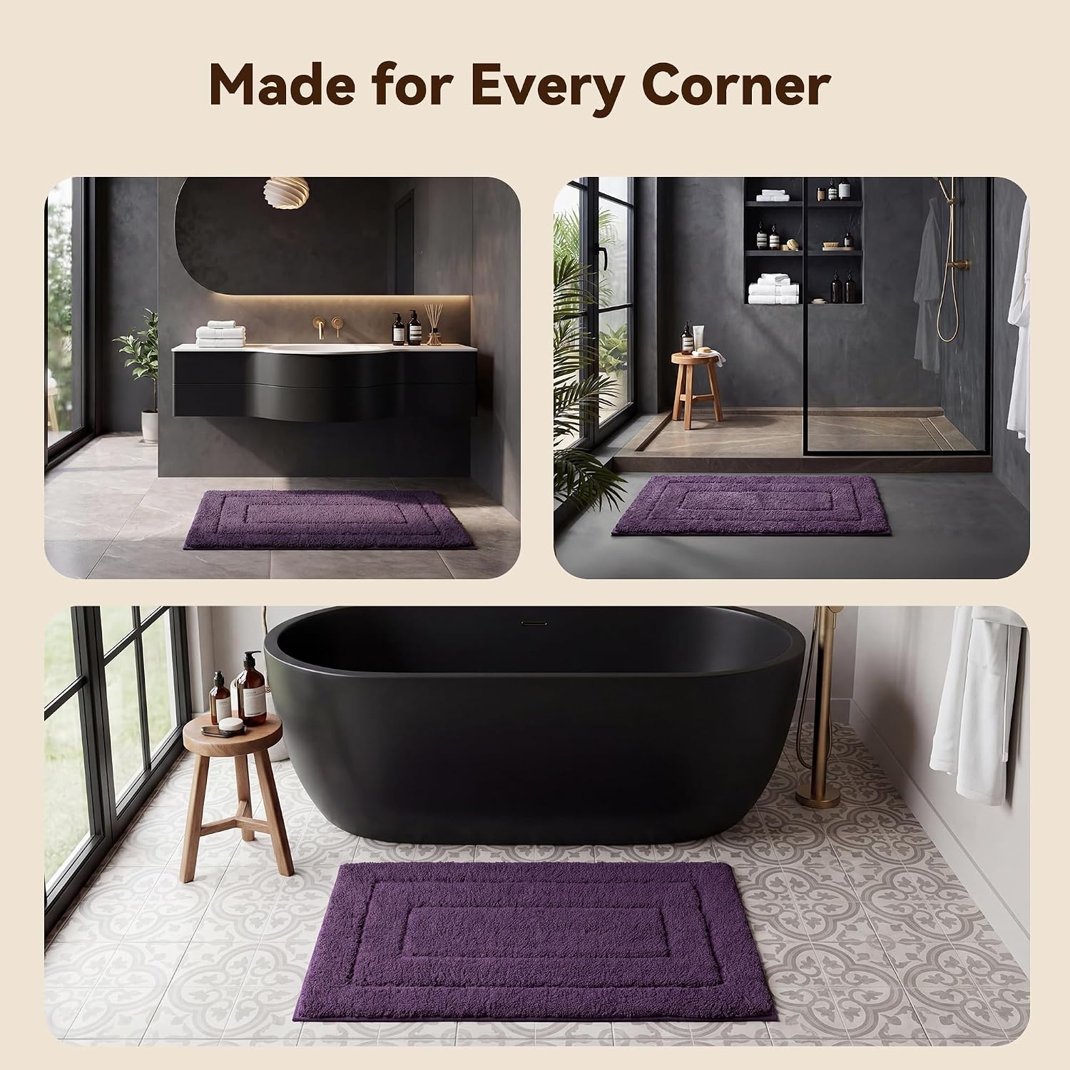 image:imageGRANNY SAYS Gray Bathroom Rugs Bath Mats for Bathroom NonSlip Super Soft and Water Absorbent Microfiber Bath Rugs Machine Wash Dry Bath Rugs for Floor Tub and Shower 16 x 24Purple