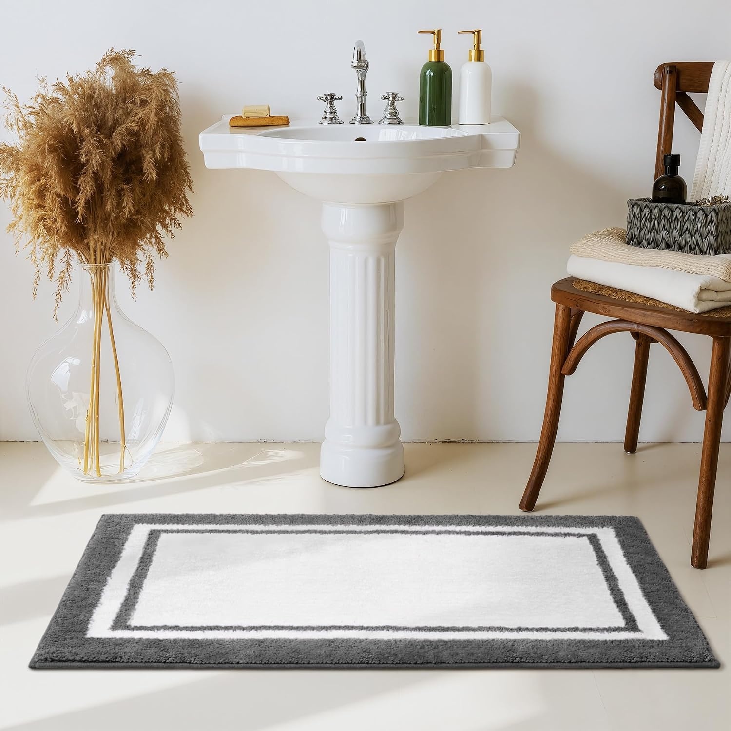 image:imageGRANNY SAYS Gray Bathroom Rugs Bath Mats for Bathroom NonSlip Super Soft and Water Absorbent Microfiber Bath Rugs Machine Wash Dry Bath Rugs for Floor Tub and Shower 16 x 24Ddeep Grey