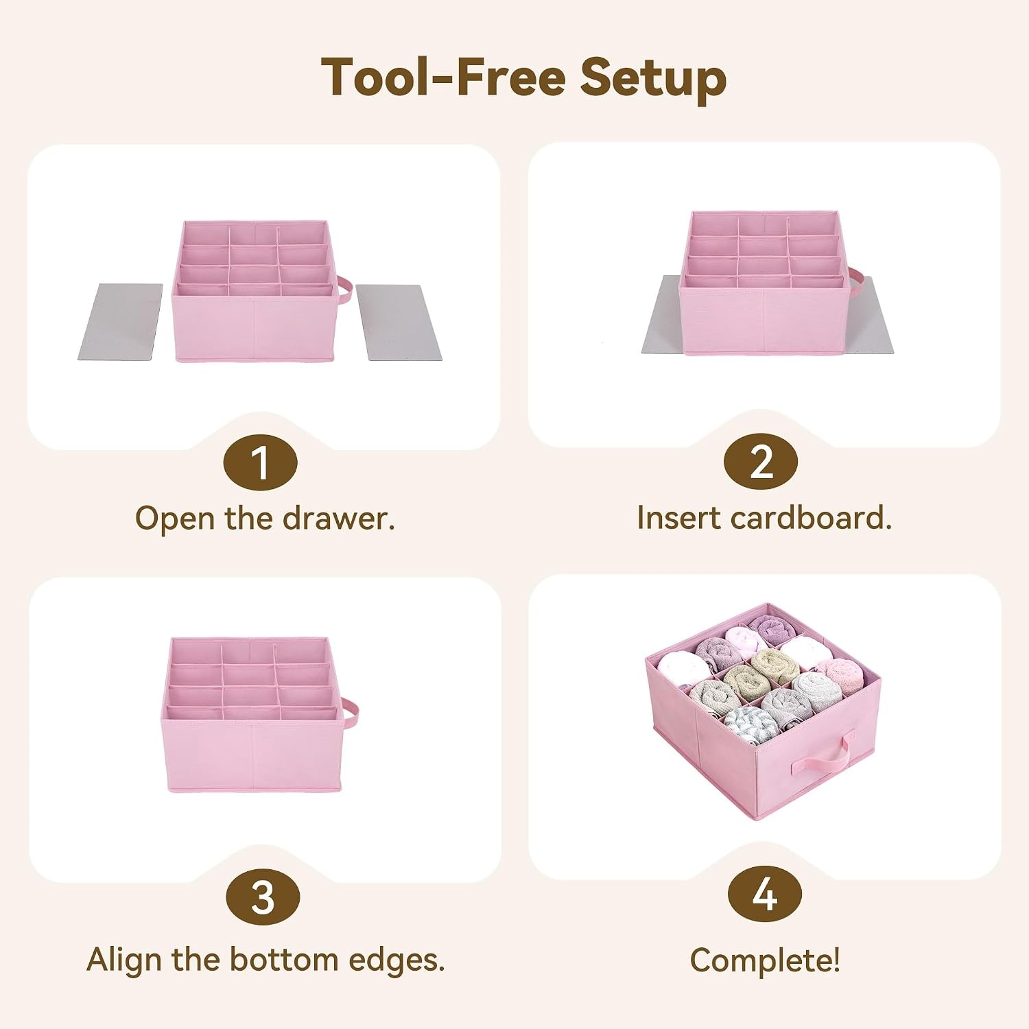 image:imageGRANNY SAYS Hanging Closet Organizer 6 Shelves Closet Organizers and Storage with 5 Drawers 6 Side Pockets Closet Hanging Organizer Hanging Storage Organizer for Closet Baby Clothes Gray6 Tier3 Drawerspink