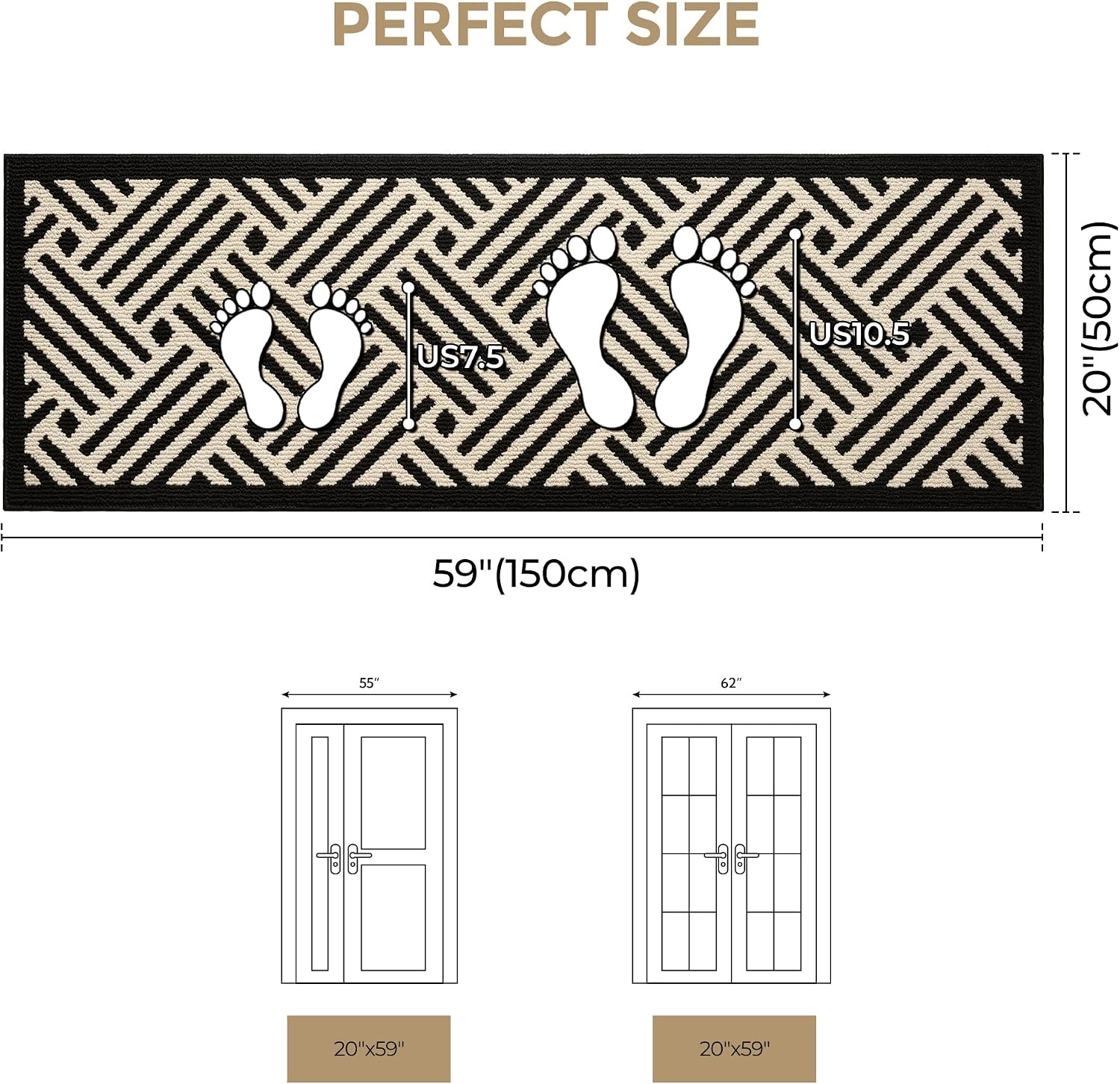 image:imageGRANNY SAYS Indoor Doormat 20 x 32 NonSlip Front Door Mats Outdoor Welcome Mat Washable Low Profile Indoor Door Mats for Entryway Floor Inside Back DoormatsBeige Blackwave
