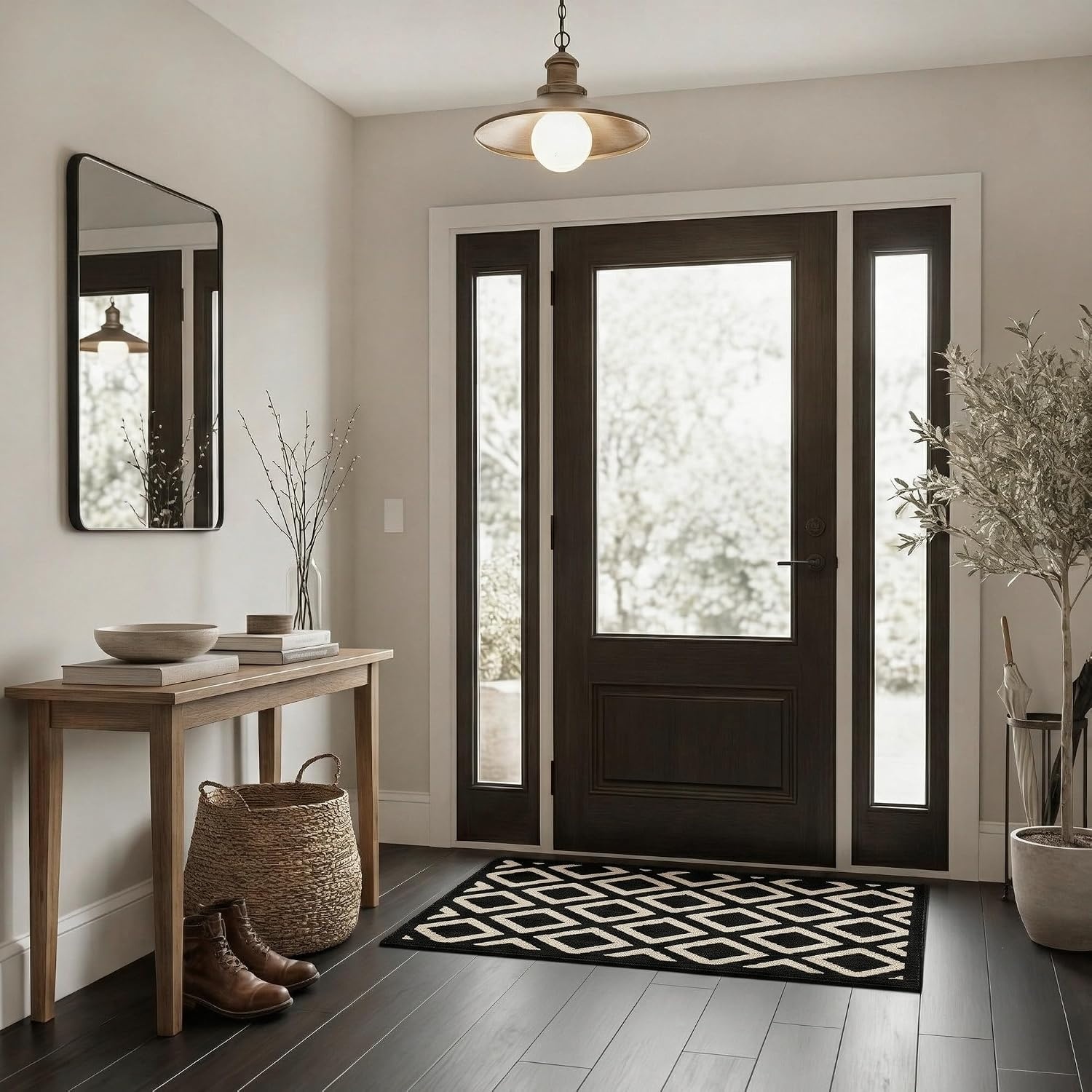 image:imageGRANNY SAYS Indoor Doormat 20 x 32 NonSlip Front Door Mats Outdoor Welcome Mat Washable Low Profile Indoor Door Mats for Entryway Floor Inside Back DoormatsBlackTan Diamond