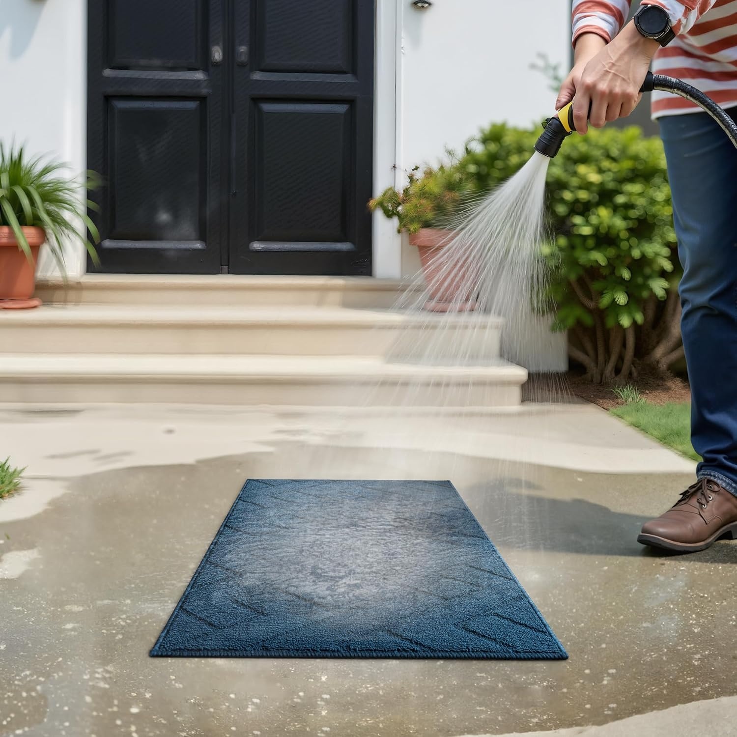 image:imageGRANNY SAYS Indoor Doormat 20 x 32 NonSlip Front Door Mats Outdoor Welcome Mat Washable Low Profile Indoor Door Mats for Entryway Floor Inside Back DoormatsDeep Blue