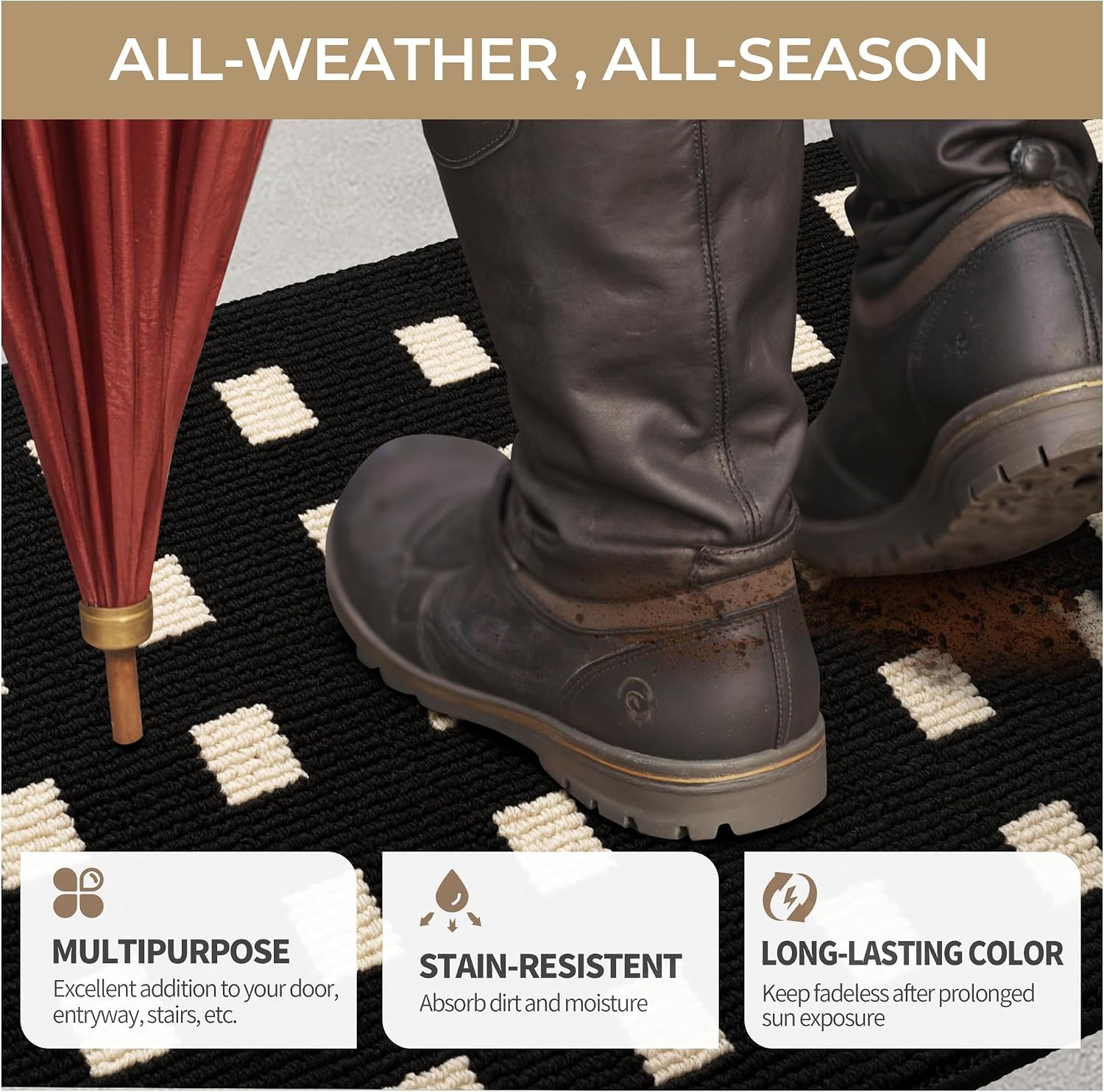image:imageGRANNY SAYS Indoor Doormat 20 x 32 NonSlip Front Door Mats Outdoor Welcome Mat Washable Low Profile Indoor Door Mats for Entryway Floor Inside Back DoormatsBlackmosaic