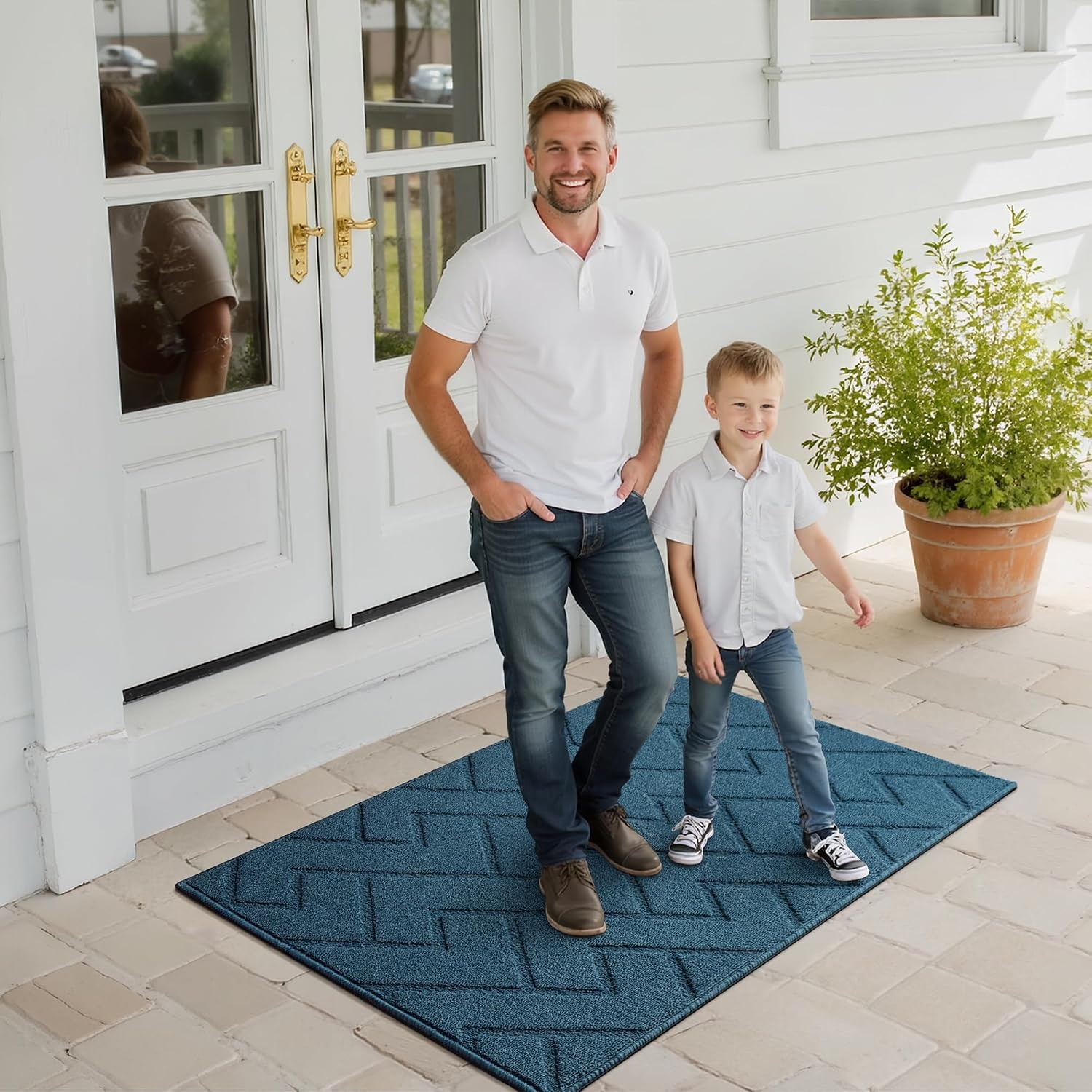 image:imageGRANNY SAYS Indoor Doormat 20 x 32 NonSlip Front Door Mats Outdoor Welcome Mat Washable Low Profile Indoor Door Mats for Entryway Floor Inside Back DoormatsDeep Blue