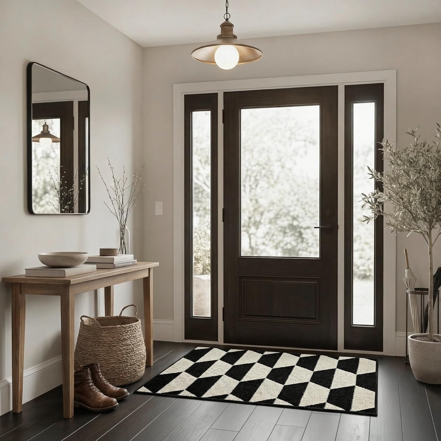 image:imageGRANNY SAYS Indoor Doormat 20 x 32 NonSlip Front Door Mats Outdoor Welcome Mat Washable Low Profile Indoor Door Mats for Entryway Floor Inside Back DoormatsBlackTan