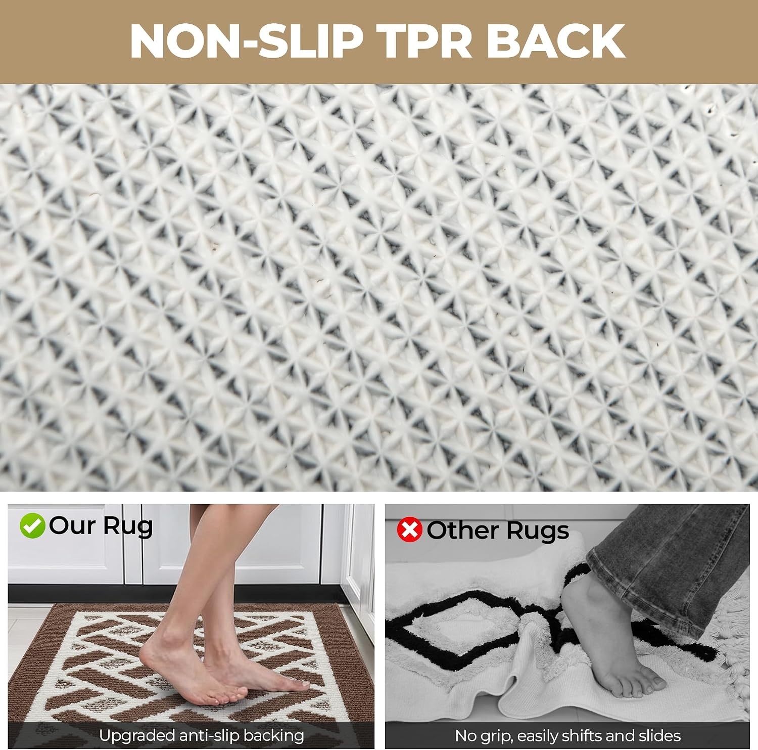 image:imageGRANNY SAYS Indoor Doormat 20 x 32 NonSlip Front Door Mats Outdoor Welcome Mat Washable Low Profile Indoor Door Mats for Entryway Floor Inside Back DoormatsBrown and White