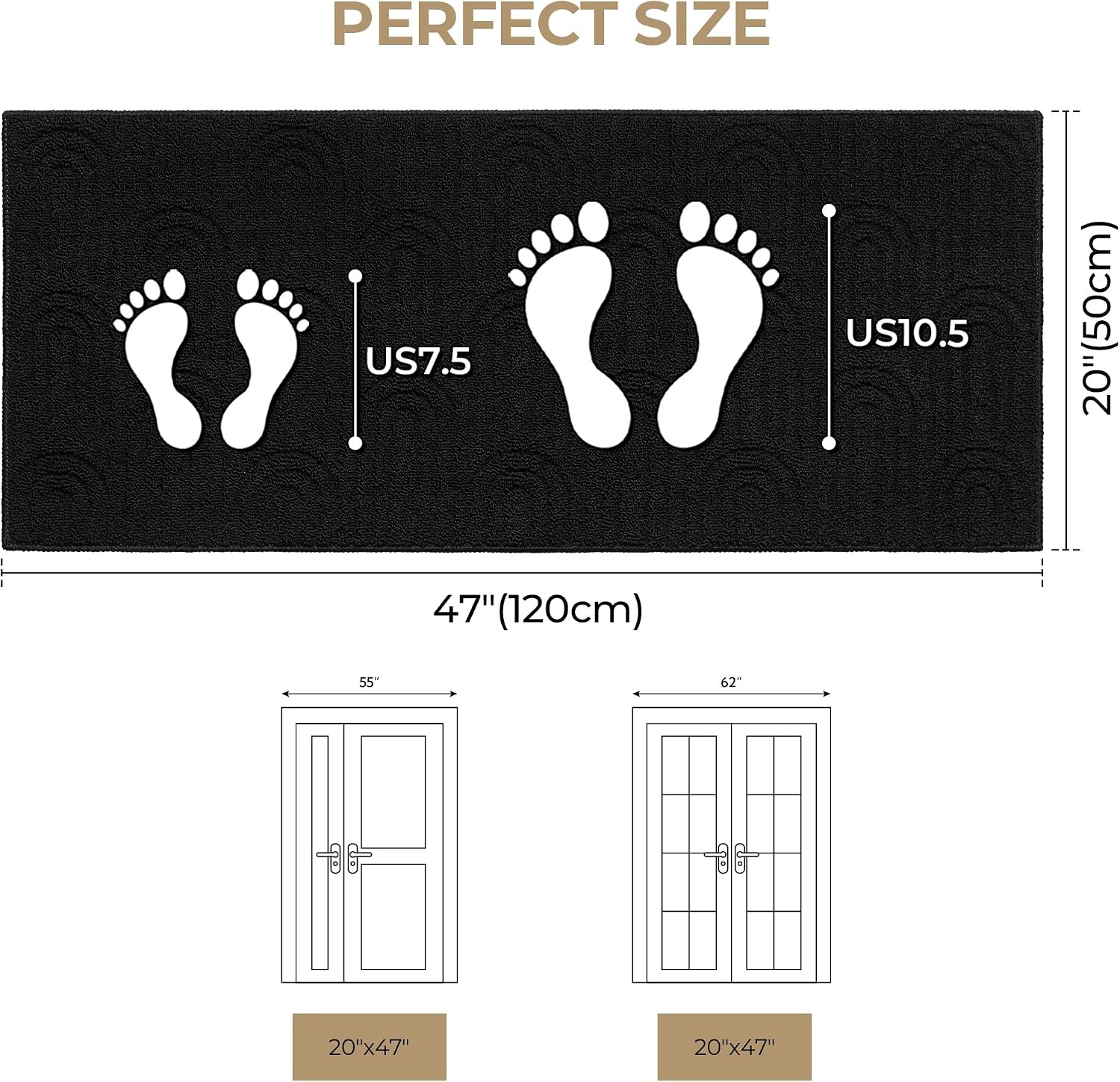 image:imageGRANNY SAYS Indoor Doormat 20 x 32 NonSlip Front Door Mats Outdoor Welcome Mat Washable Low Profile Indoor Door Mats for Entryway Floor Inside Back DoormatsBlack