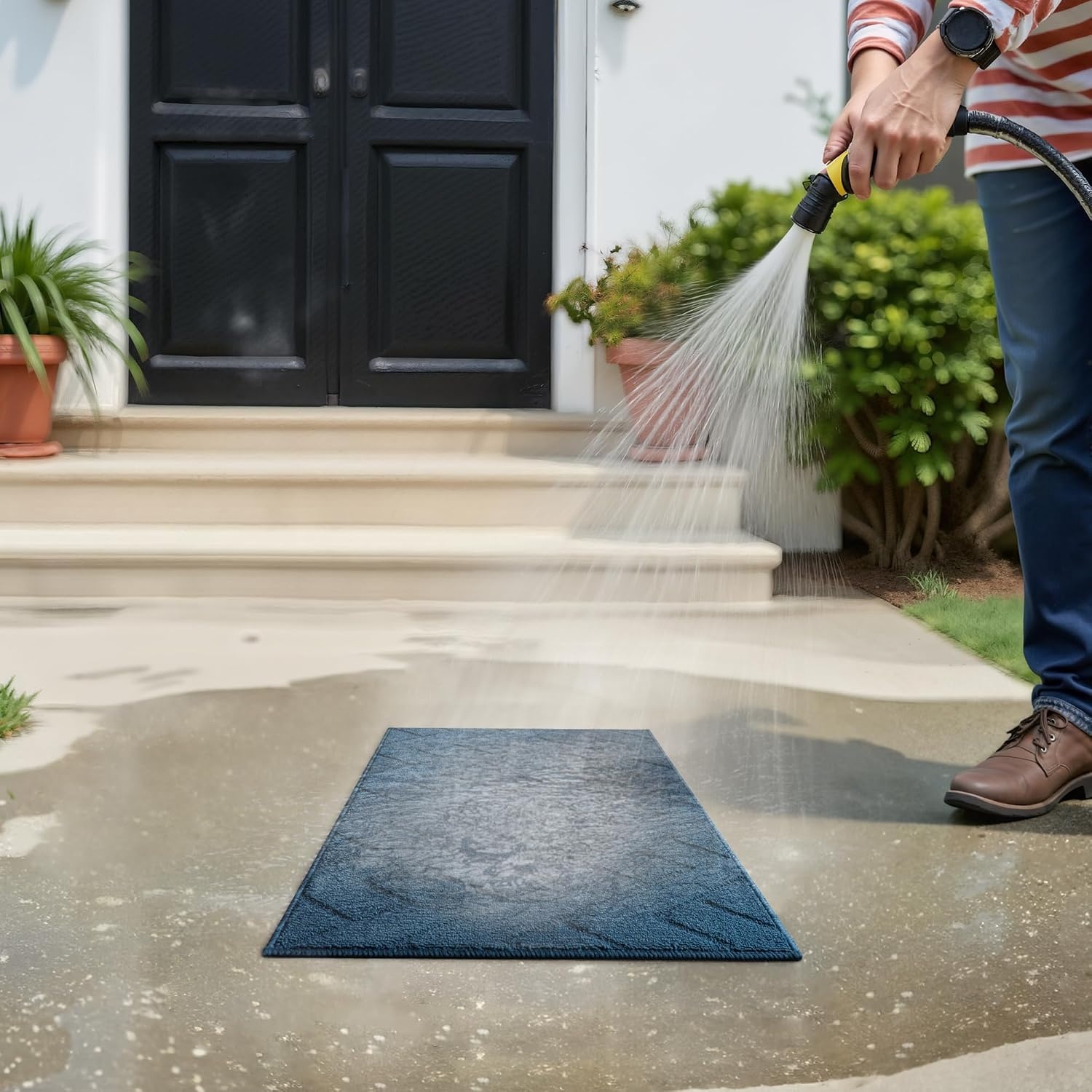 image:imageGRANNY SAYS Indoor Doormat 20 x 32 NonSlip Front Door Mats Outdoor Welcome Mat Washable Low Profile Indoor Door Mats for Entryway Floor Inside Back DoormatsDeep Blue