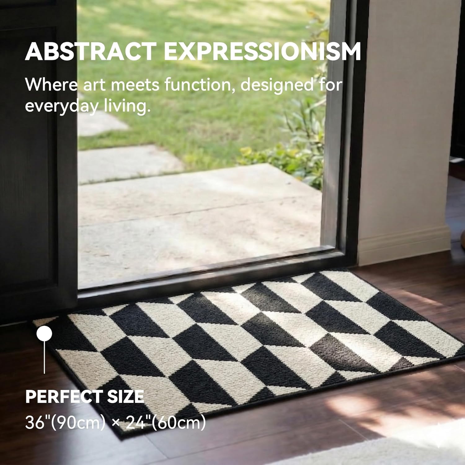 image:imageGRANNY SAYS Indoor Doormat 20 x 32 NonSlip Front Door Mats Outdoor Welcome Mat Washable Low Profile Indoor Door Mats for Entryway Floor Inside Back DoormatsBlackTan
