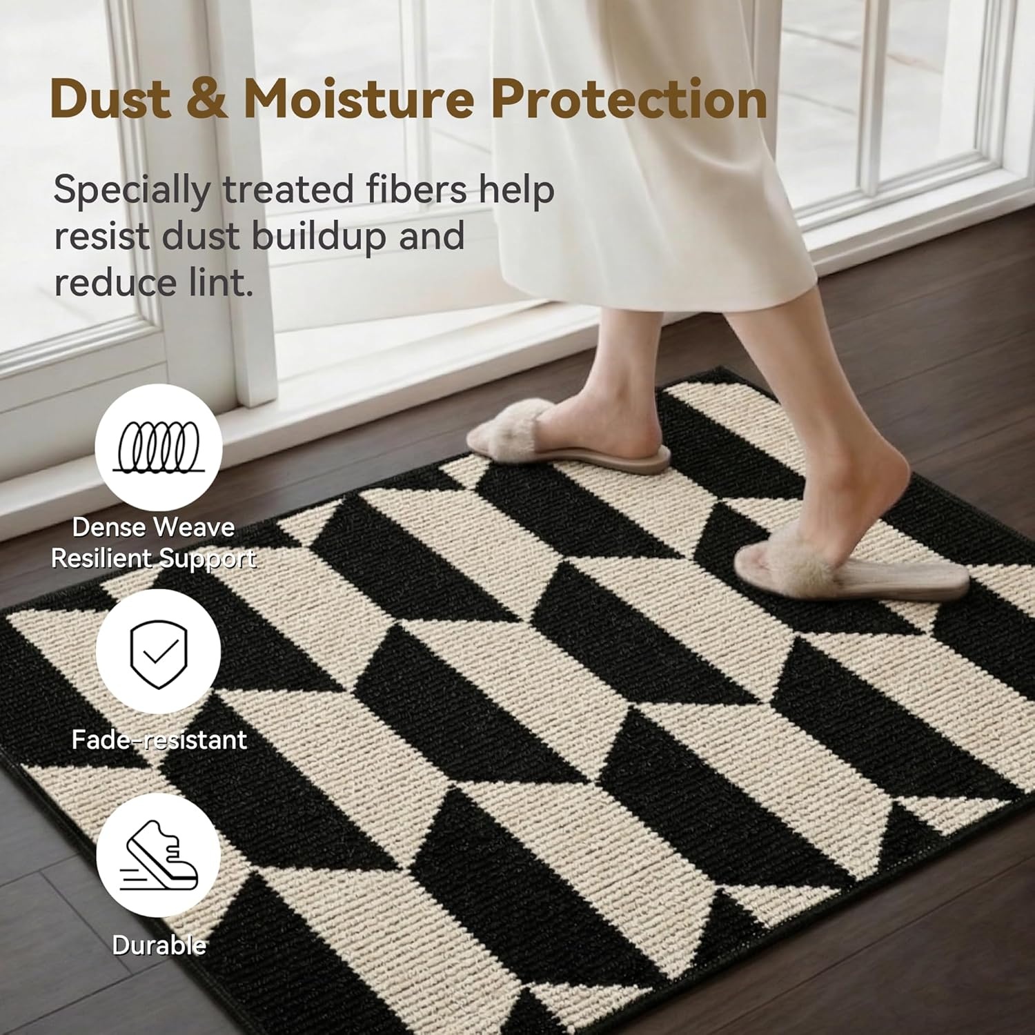 image:imageGRANNY SAYS Indoor Doormat 20 x 32 NonSlip Front Door Mats Outdoor Welcome Mat Washable Low Profile Indoor Door Mats for Entryway Floor Inside Back DoormatsBlackTan