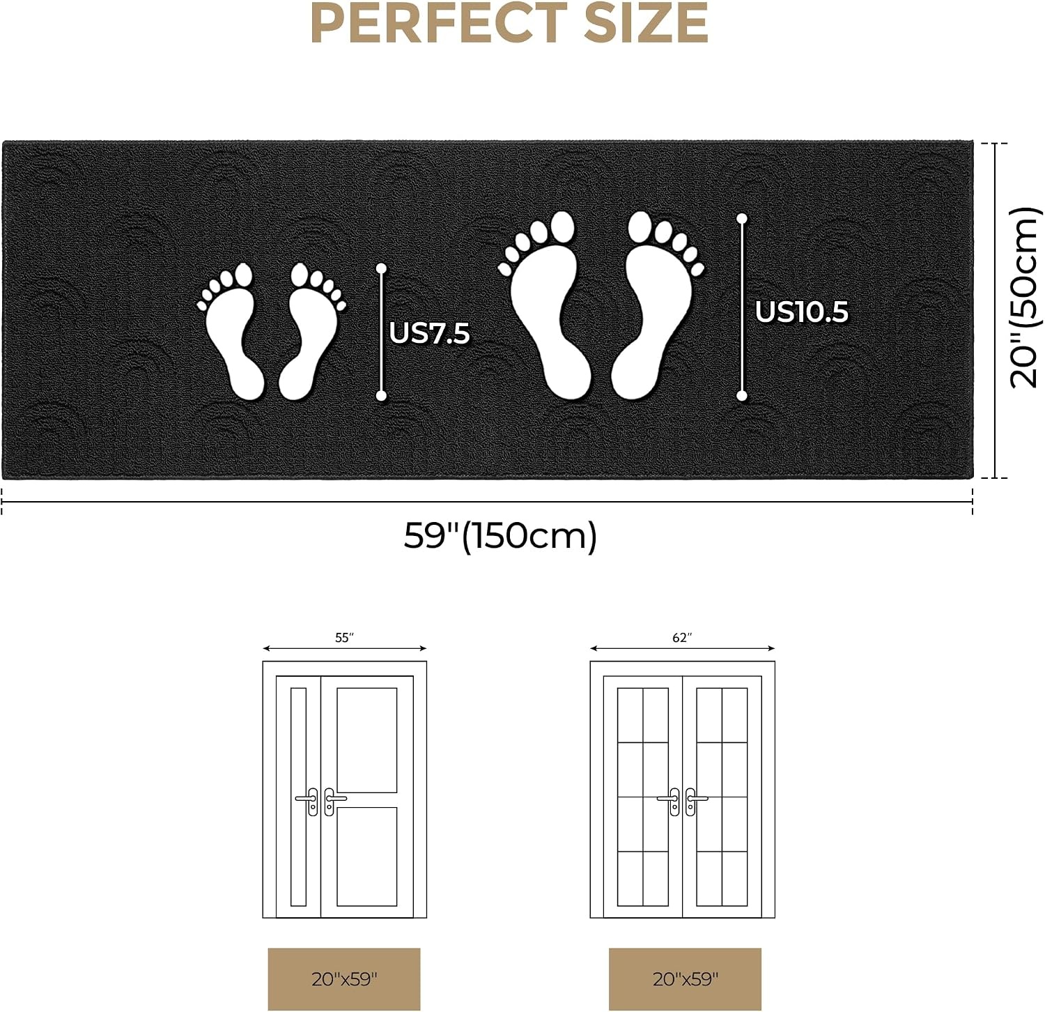 image:imageGRANNY SAYS Indoor Doormat 20 x 32 NonSlip Front Door Mats Outdoor Welcome Mat Washable Low Profile Indoor Door Mats for Entryway Floor Inside Back DoormatsBlack