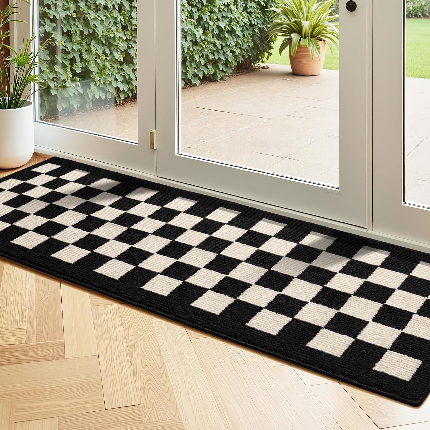 image:imageGRANNY SAYS Indoor Doormat 20 x 32 NonSlip Front Door Mats Outdoor Welcome Mat Washable Low Profile Indoor Door Mats for Entryway Floor Inside Back DoormatsCheckerboard