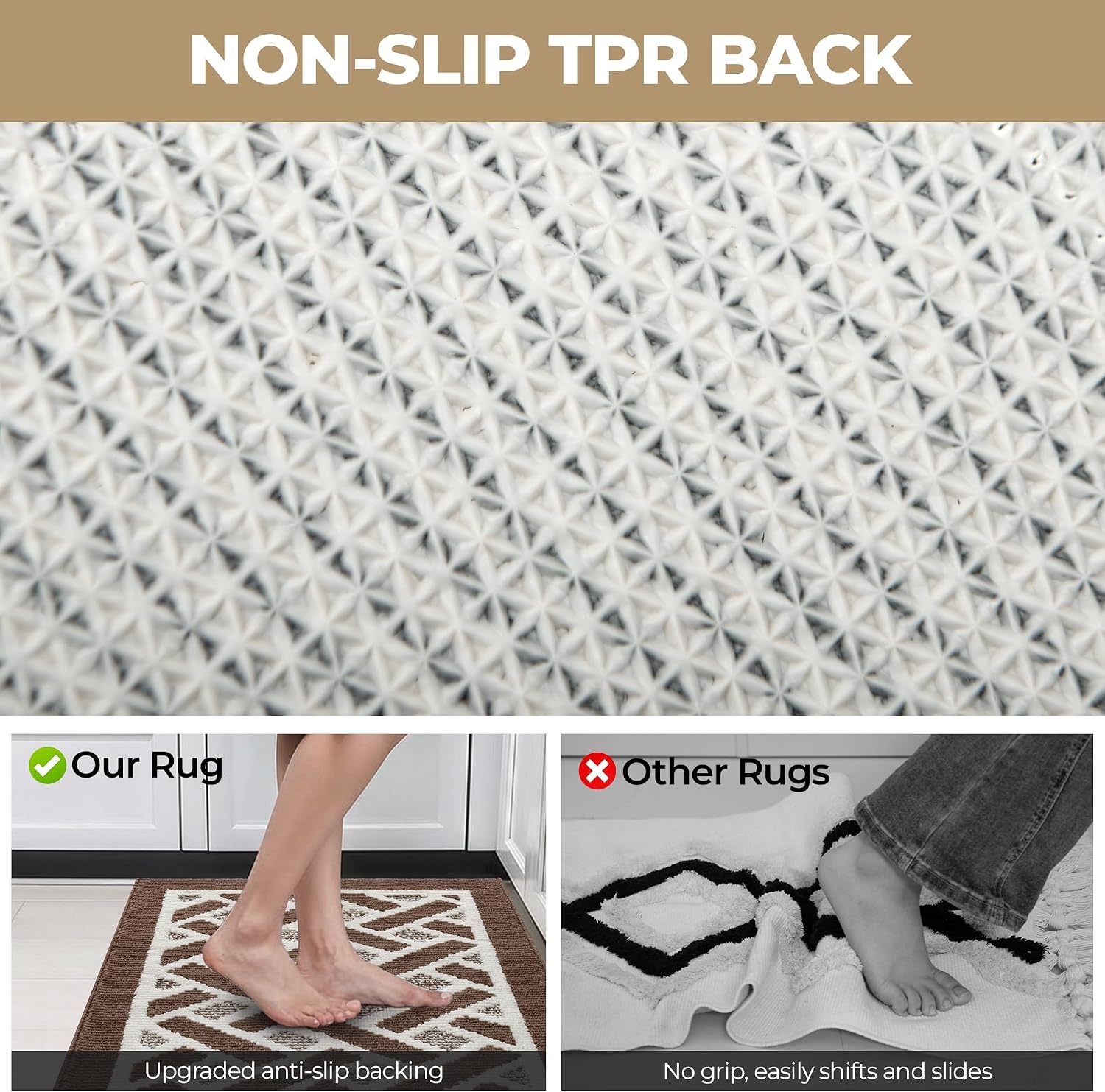 image:imageGRANNY SAYS Indoor Doormat 20 x 32 NonSlip Front Door Mats Outdoor Welcome Mat Washable Low Profile Indoor Door Mats for Entryway Floor Inside Back DoormatsBrown and White