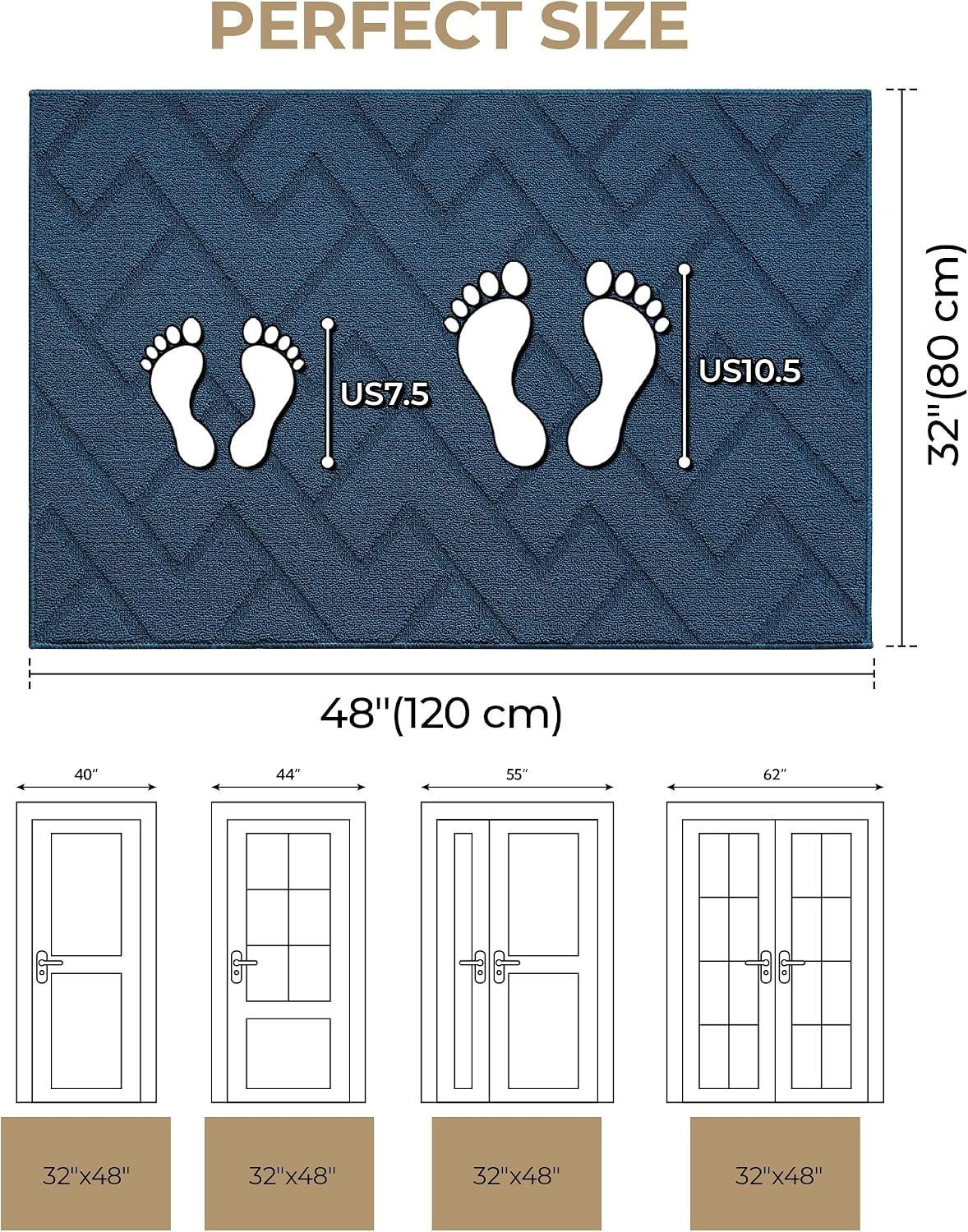 image:imageGRANNY SAYS Indoor Doormat 20 x 32 NonSlip Front Door Mats Outdoor Welcome Mat Washable Low Profile Indoor Door Mats for Entryway Floor Inside Back DoormatsDeep Blue